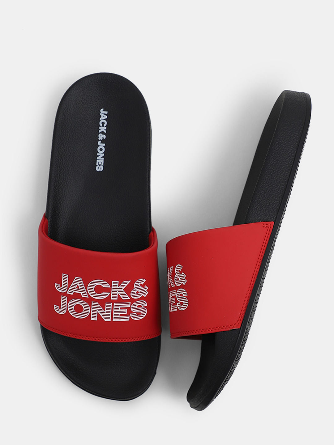 Red & Black Logo Print Sliders