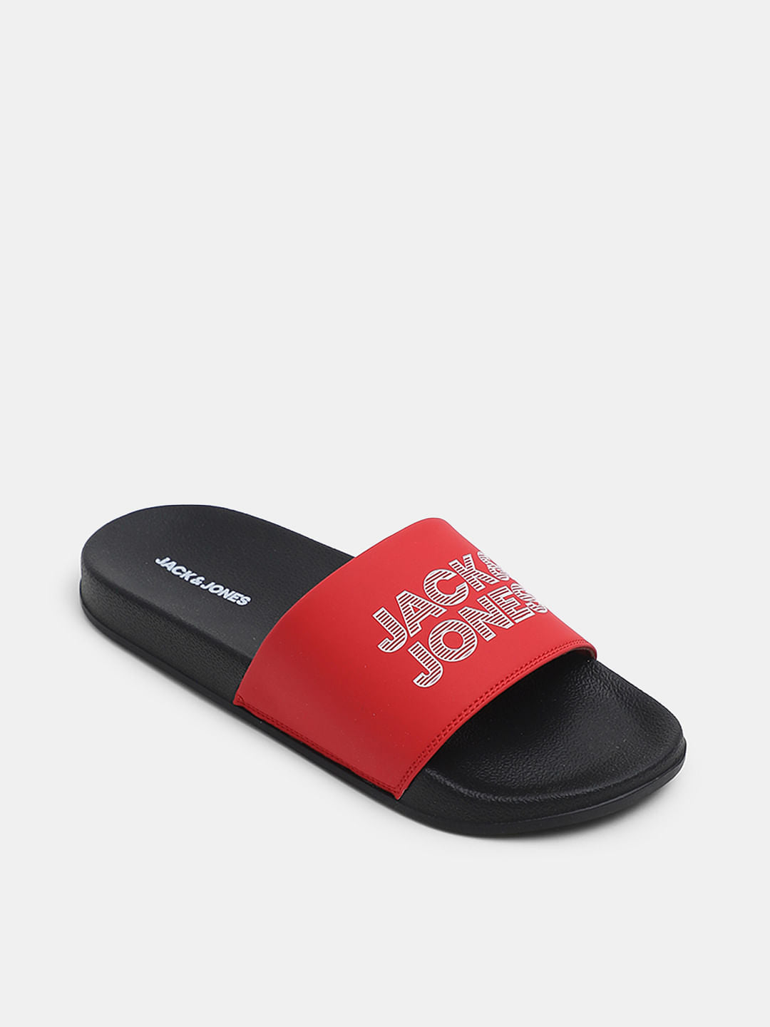 Red & Black Logo Print Sliders