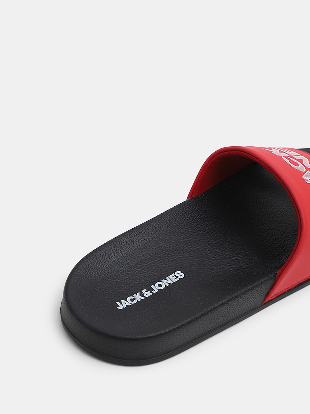 Red & Black Logo Print Sliders