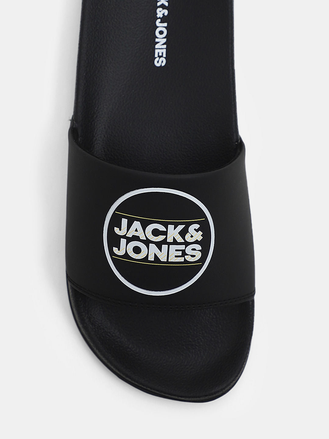 Black Logo Print Pool Sliders