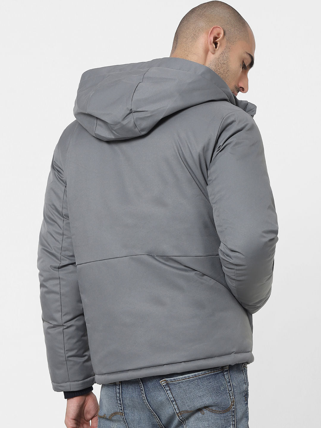Grey Hooded Winter Jacket
