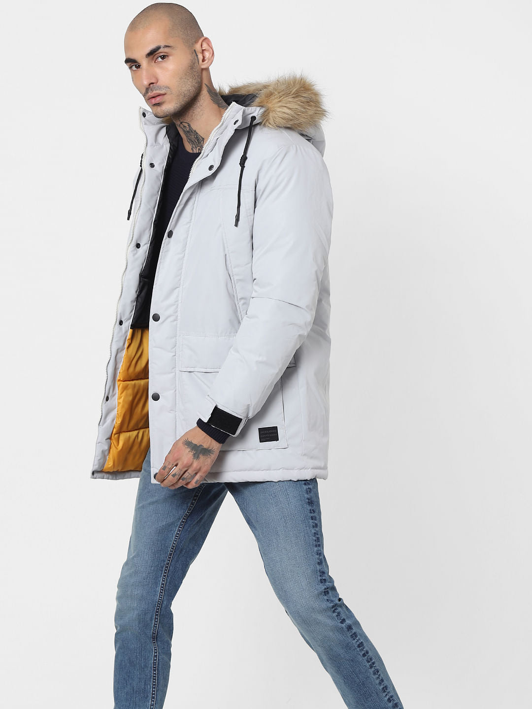 Grey Hooded Parka Jacket - XXS