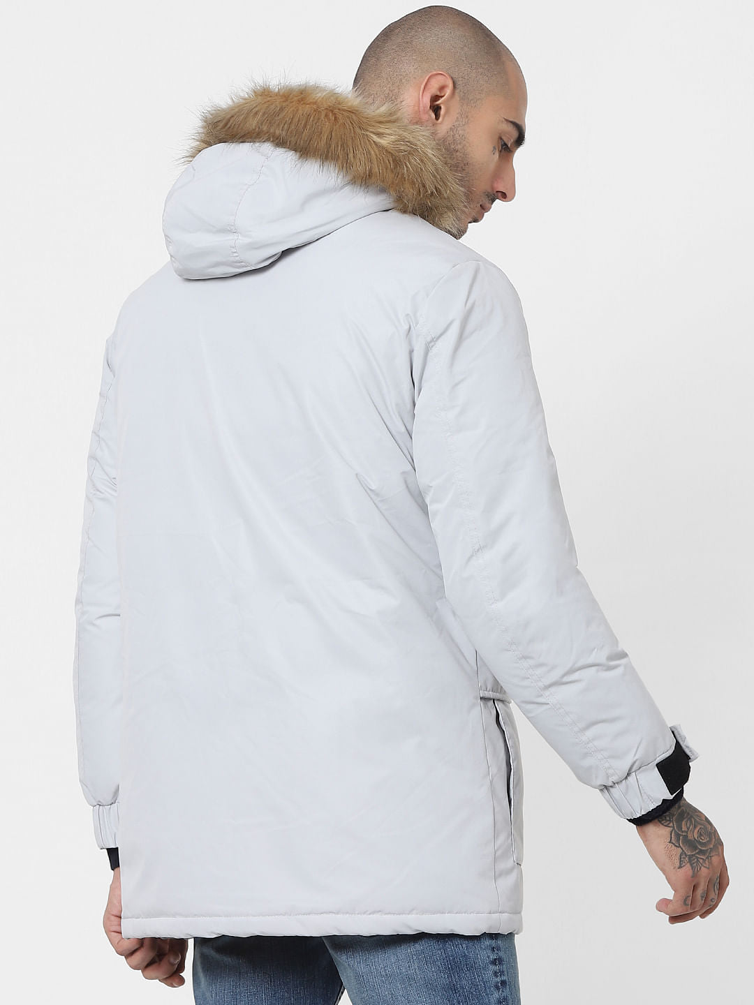Grey Hooded Parka Jacket