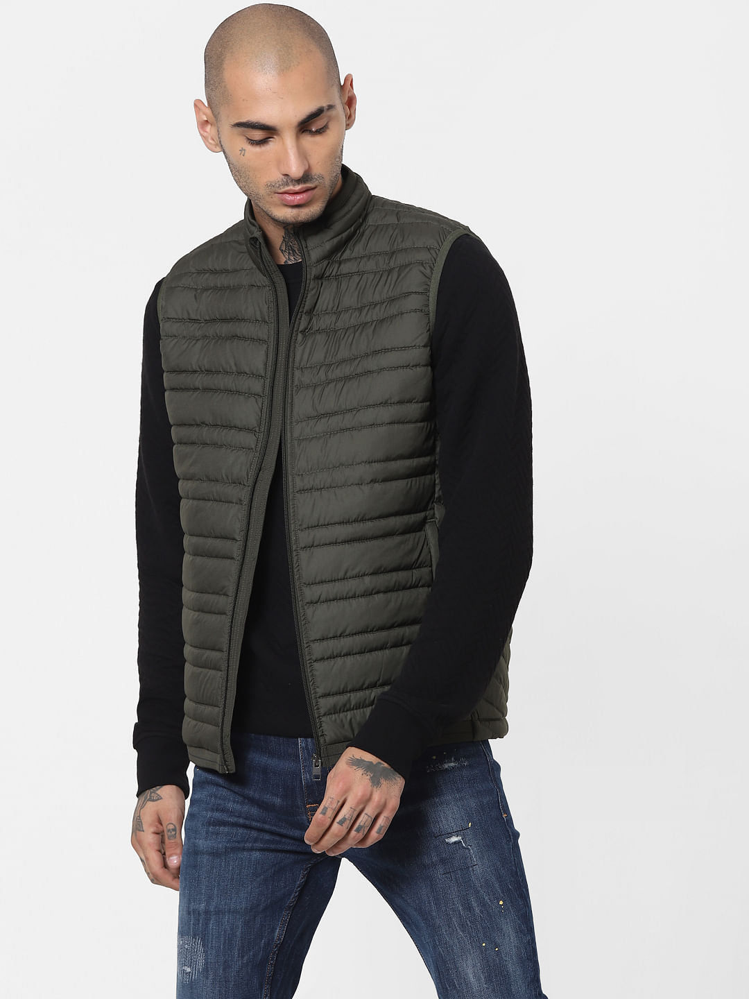 Green Sleeveless Lightweight Puffer Jacket