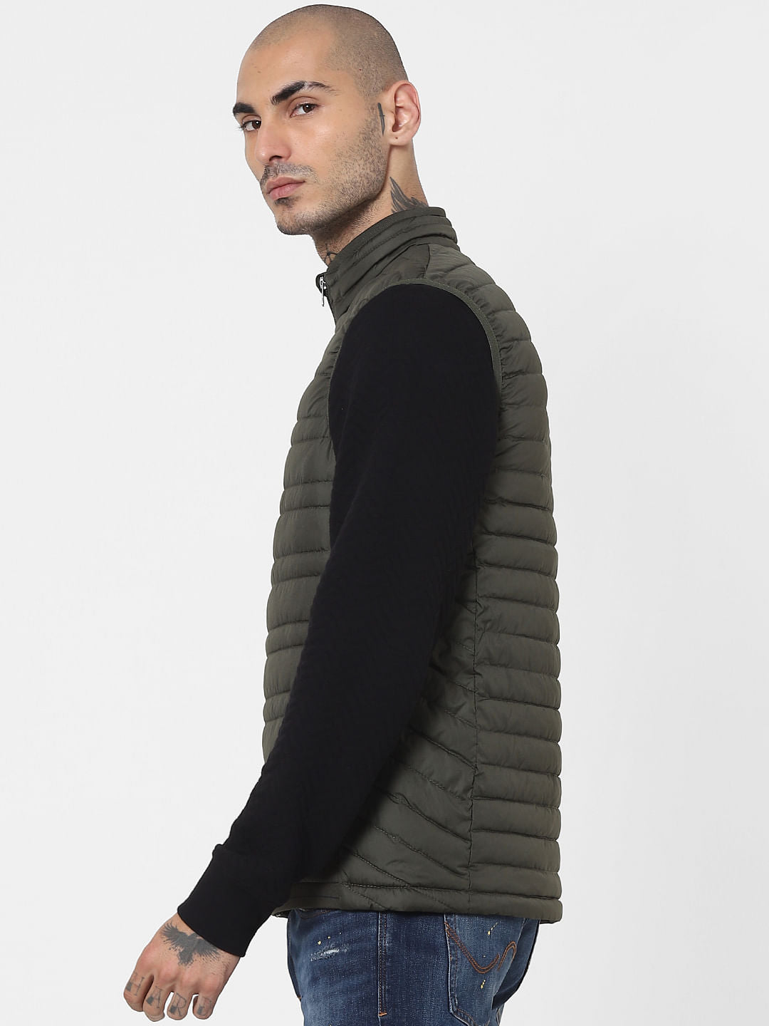 Green Sleeveless Lightweight Puffer Jacket