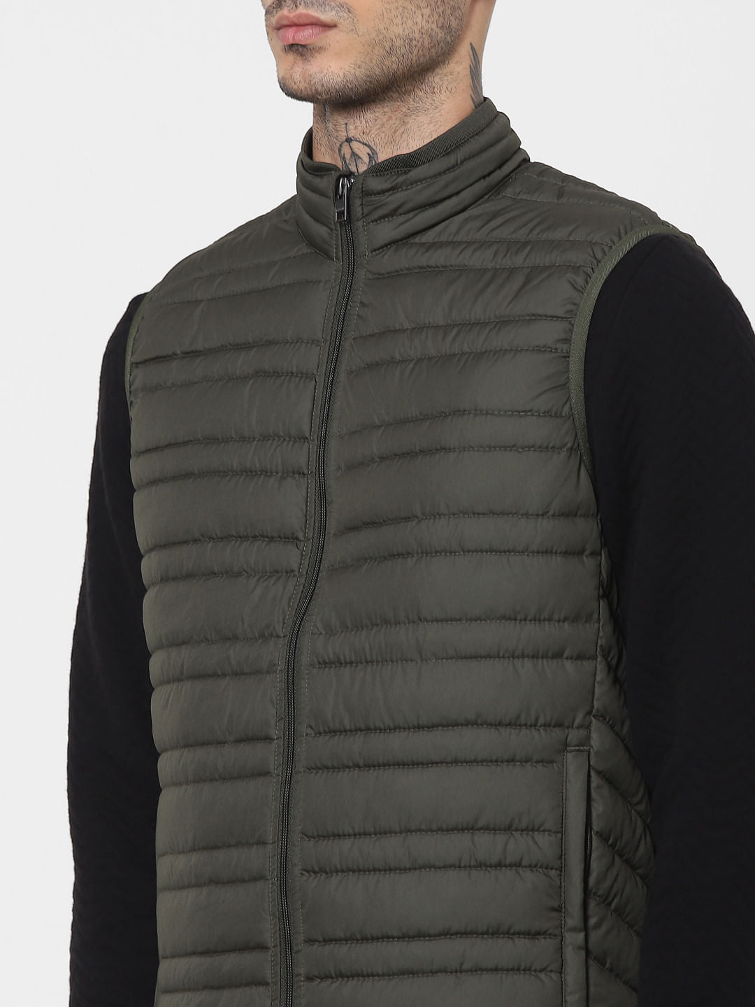 Green Sleeveless Lightweight Puffer Jacket