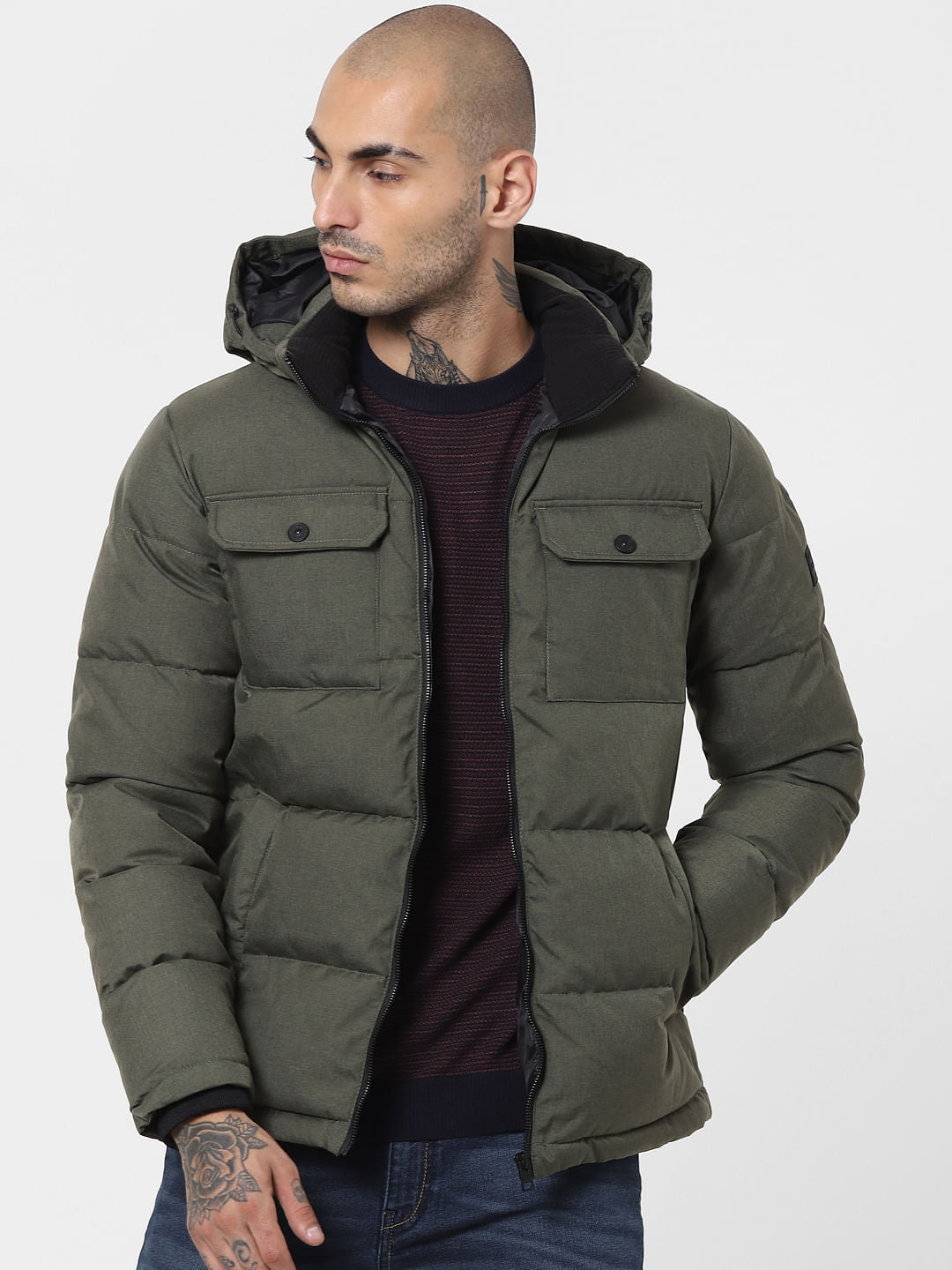 Green Hooded Puffer Jacket - XXS