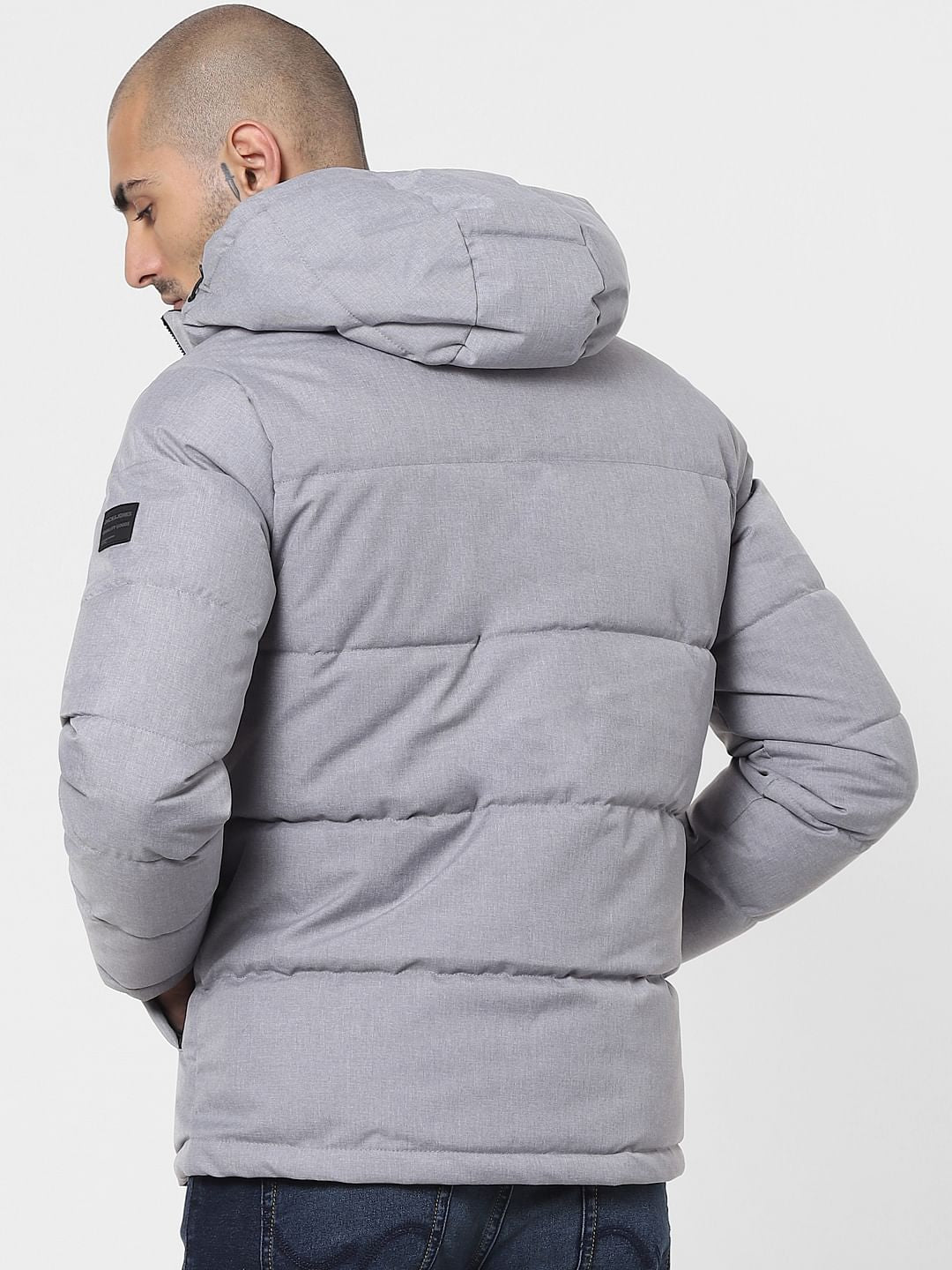 Grey Hooded Puffer Jacket