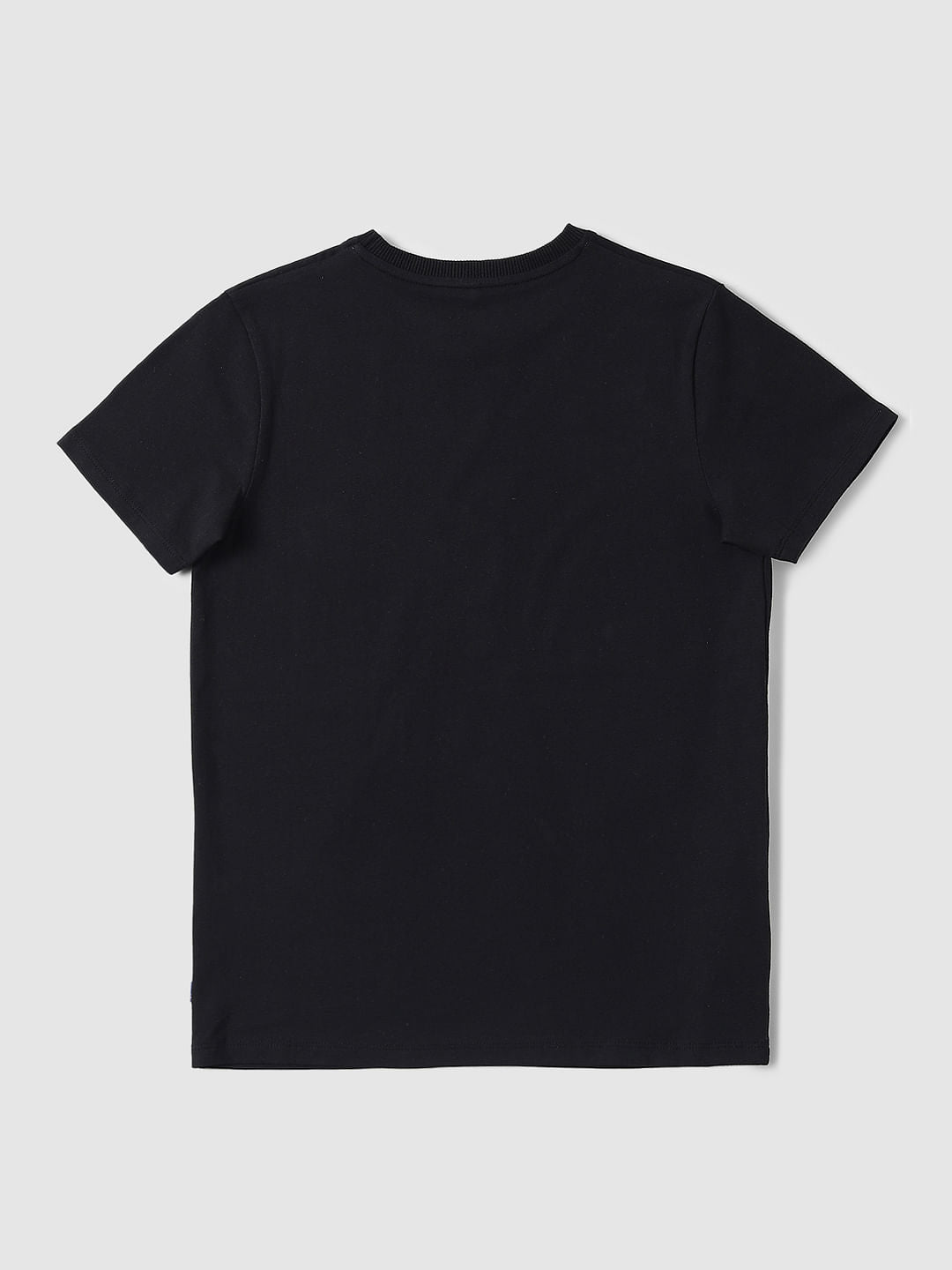 Boys Black Graphic Print Crew Neck T-shirt