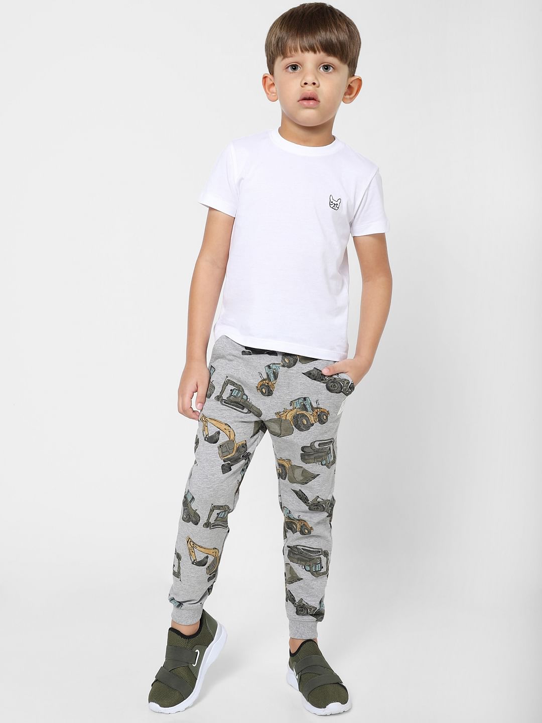 BOYS Grey Graphic Print Sweatpants