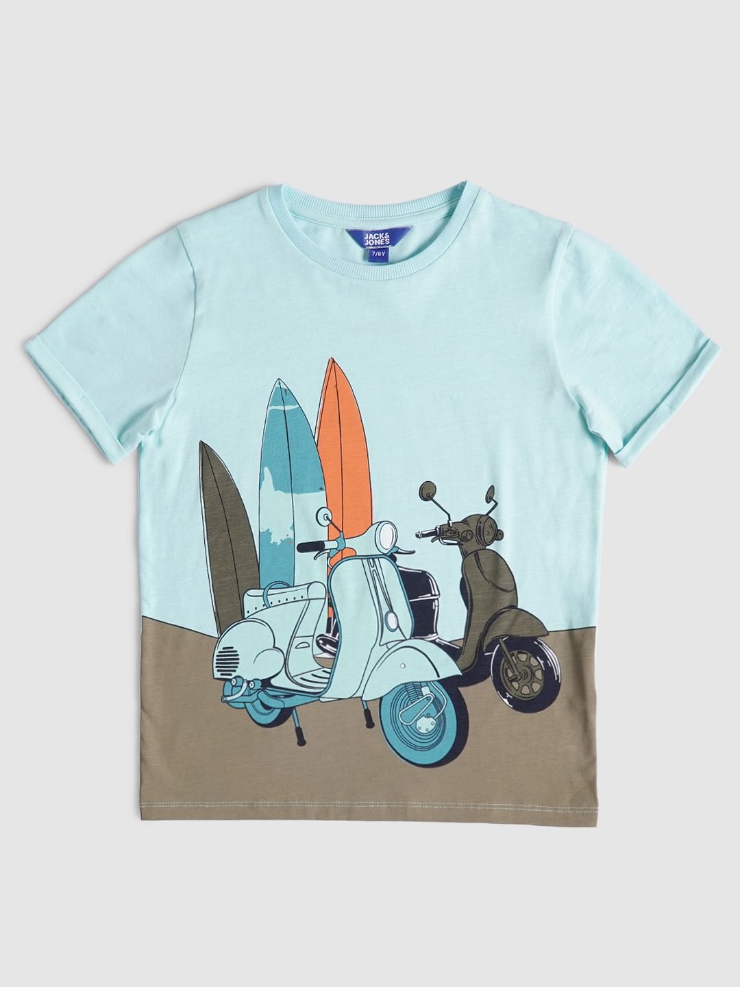Boys Blue Graphic Print Crew Neck T-shirt