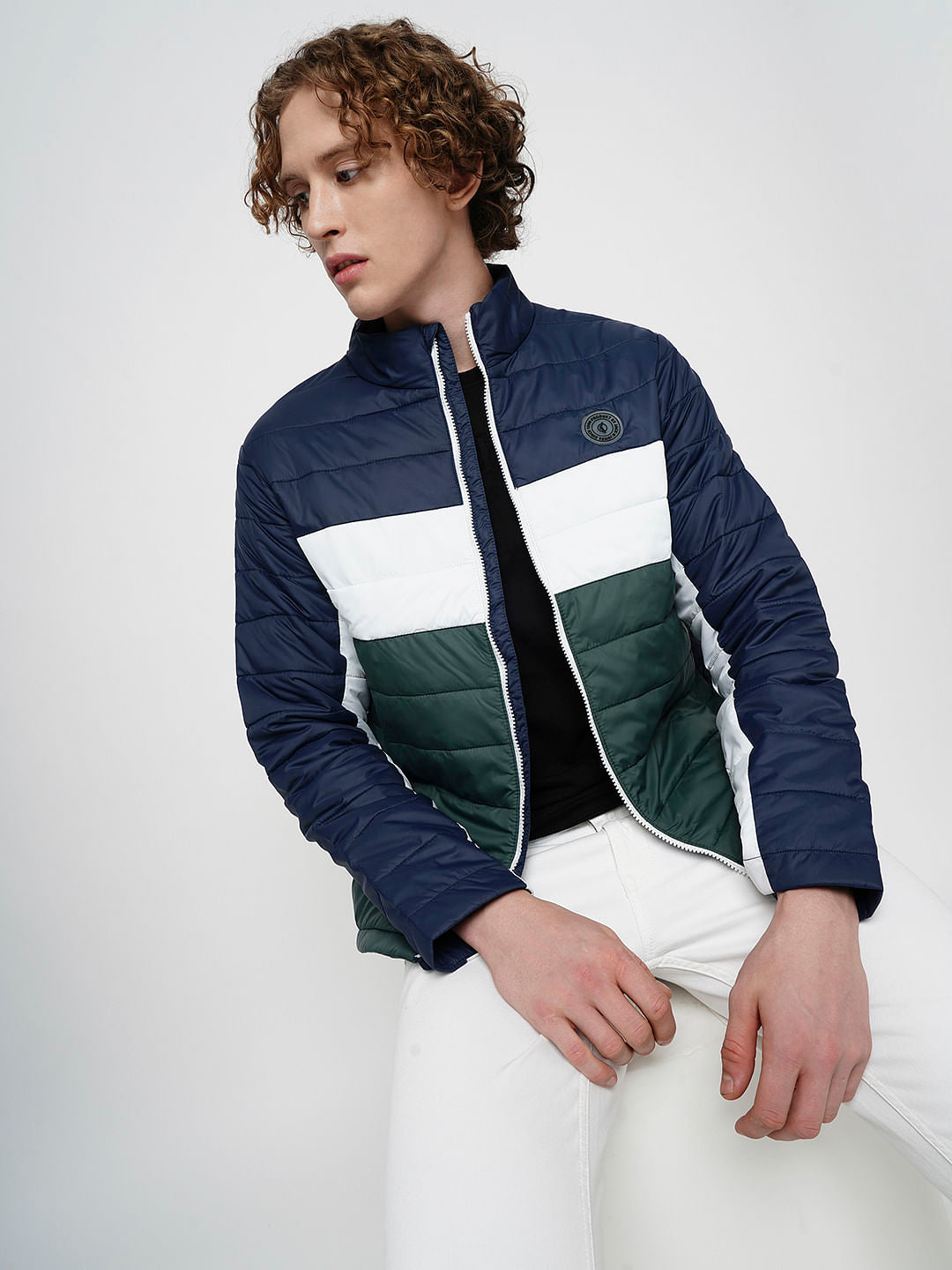 PRODUKT by JACK&JONES Blue Colourblocked Puffer Jacket - S