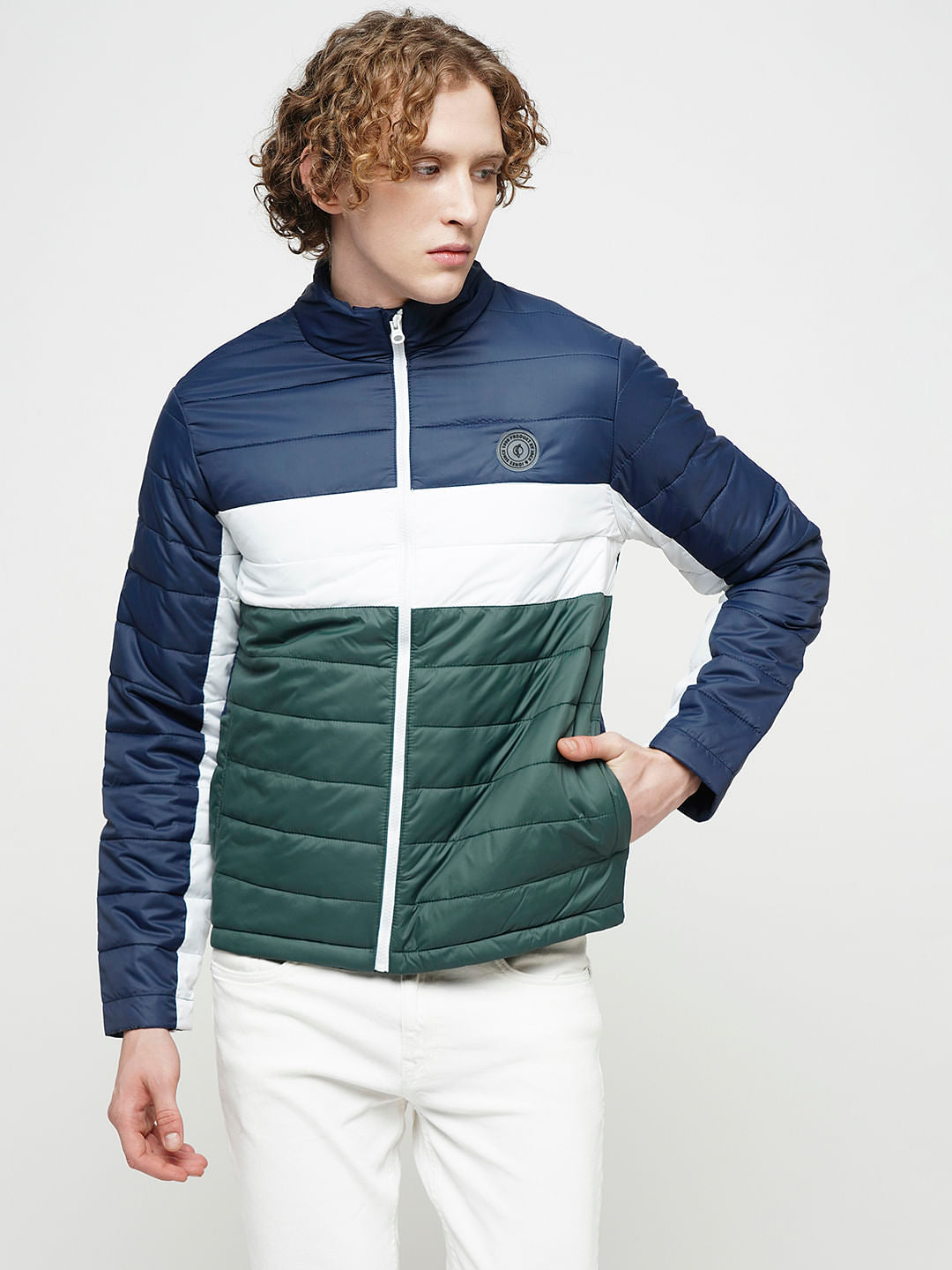 PRODUKT by JACK&JONES Blue Colourblocked Puffer Jacket