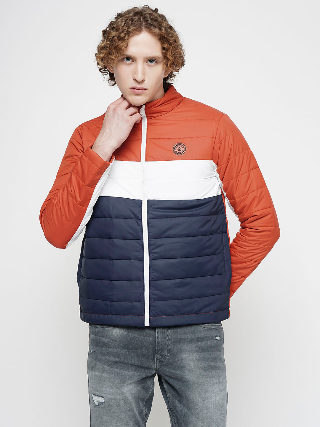 PRODUKT by JACK&JONES Red Colourblocked Puffer Jacket