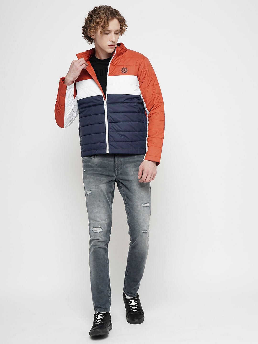 PRODUKT by JACK&JONES Red Colourblocked Puffer Jacket