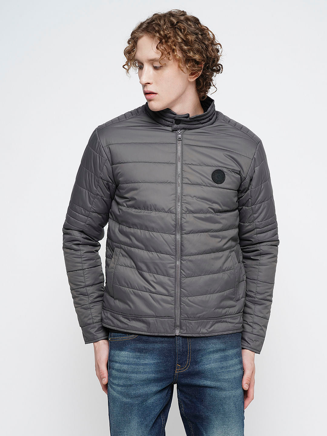 PRODUKT by JACK&JONES Dark Grey Zip-Up Puffer Jacket