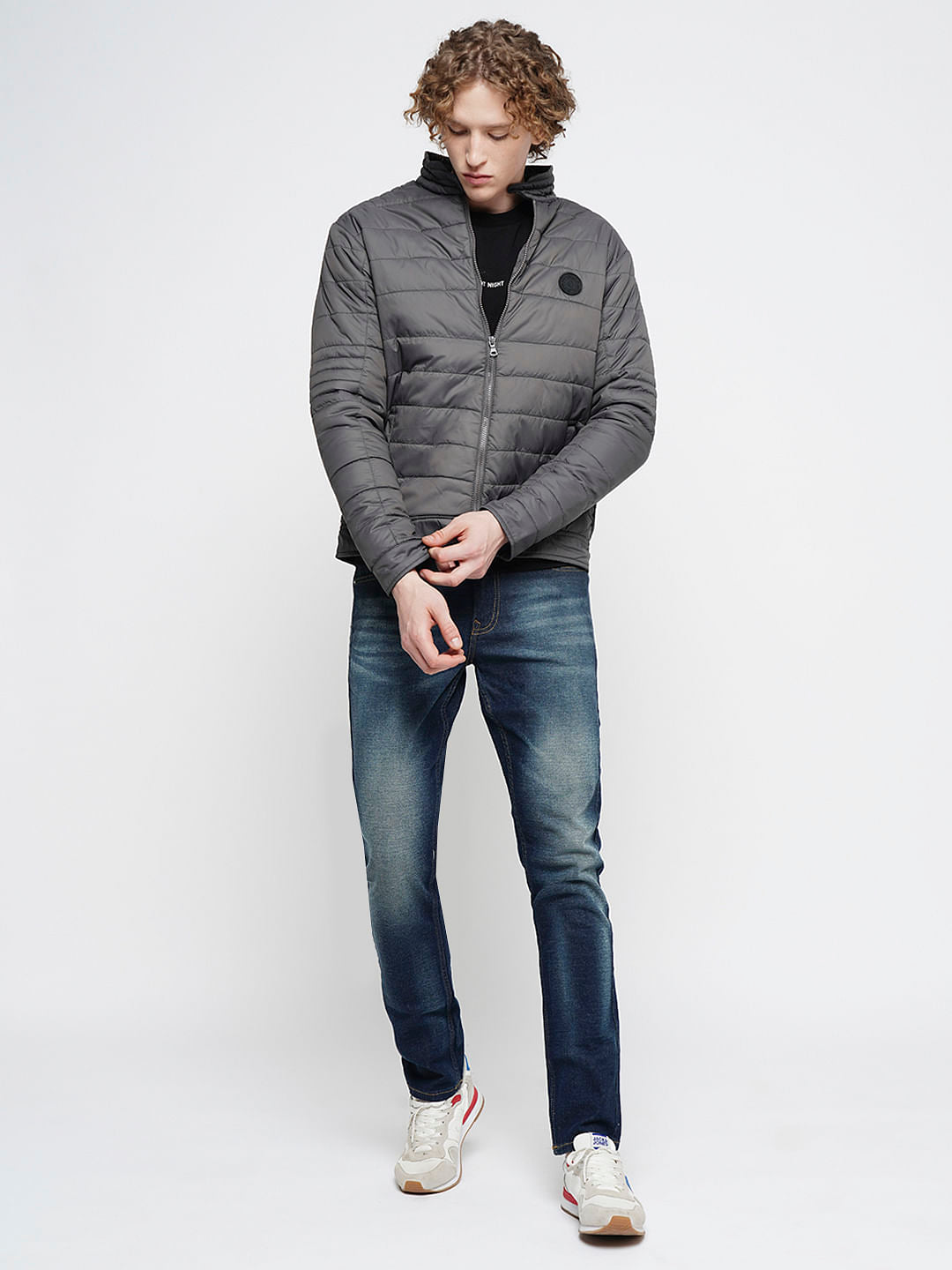 PRODUKT by JACK&JONES Dark Grey Zip-Up Puffer Jacket