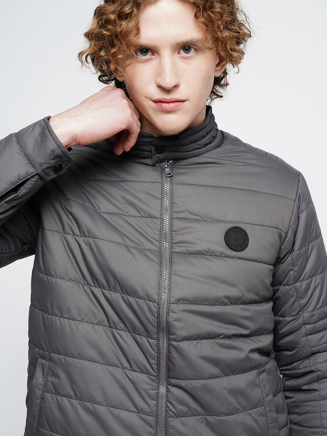 PRODUKT by JACK&JONES Dark Grey Zip-Up Puffer Jacket