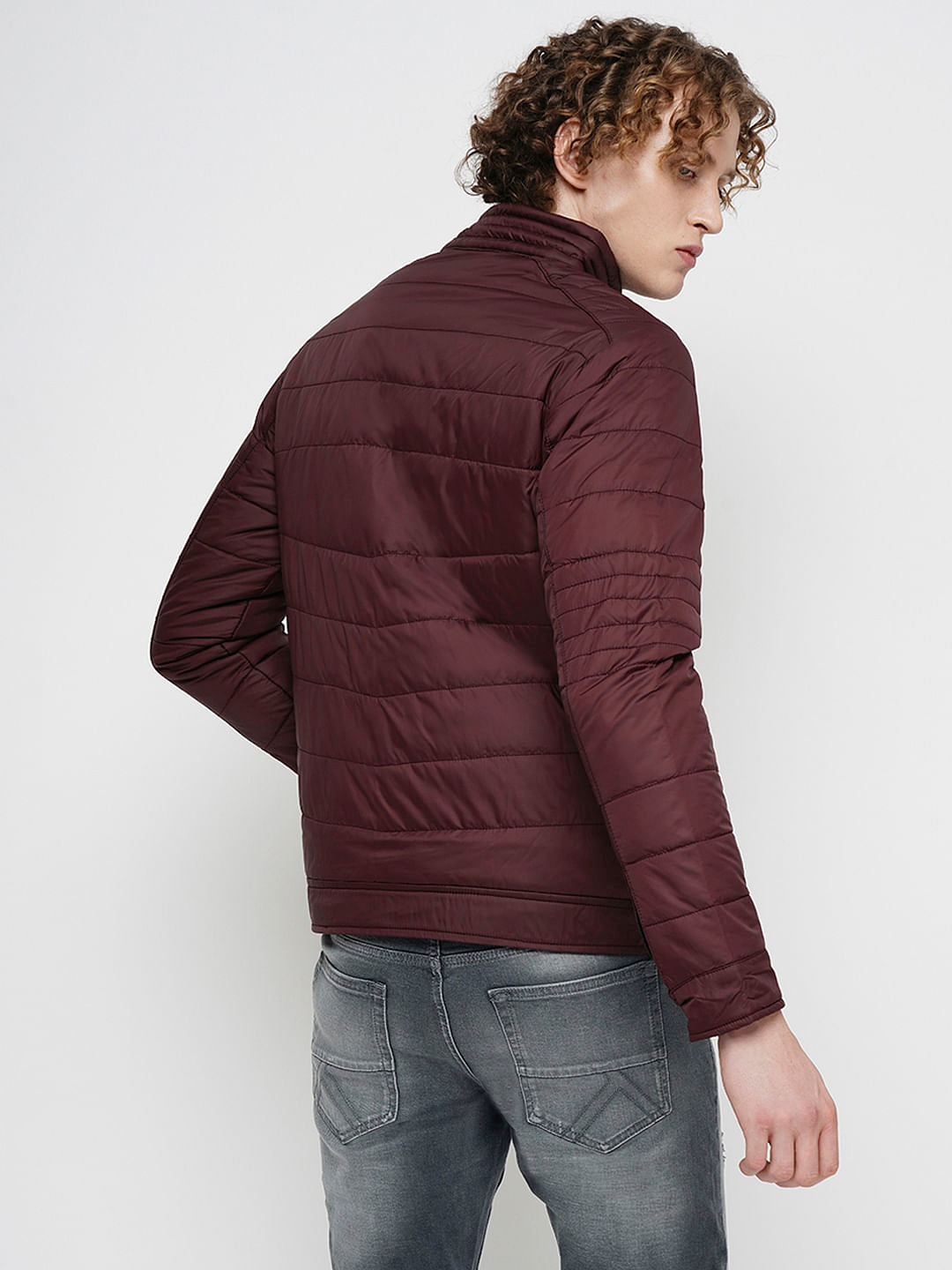 PRODUKT by JACK&JONES Maroon Zip-Up Puffer Jacket