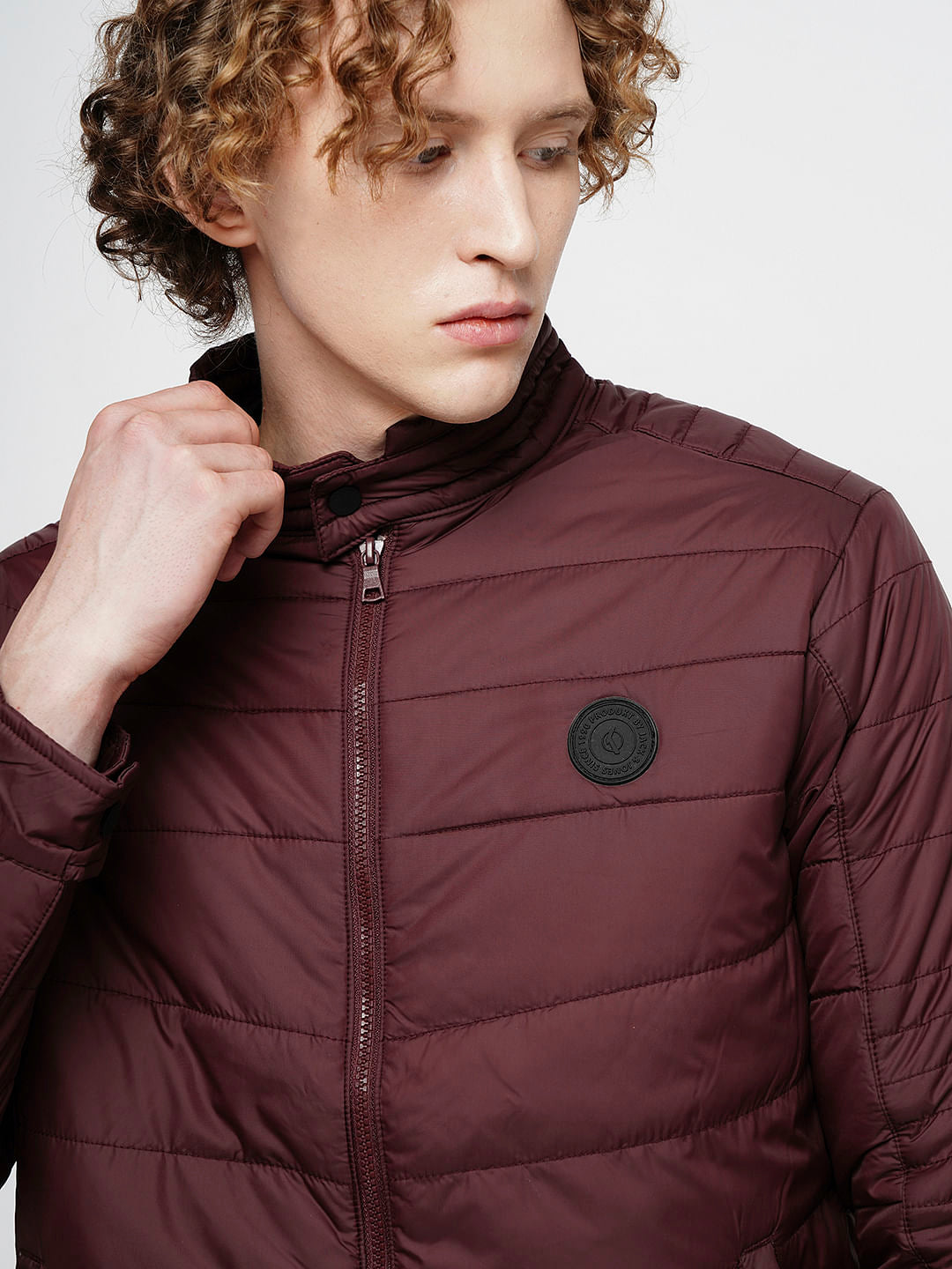 PRODUKT by JACK&JONES Maroon Zip-Up Puffer Jacket