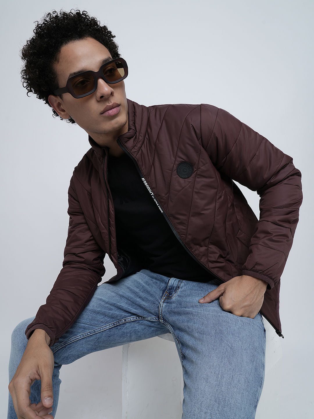 PRODUKT by JACK&JONES Maroon High-Neck Puffer Jacket - S