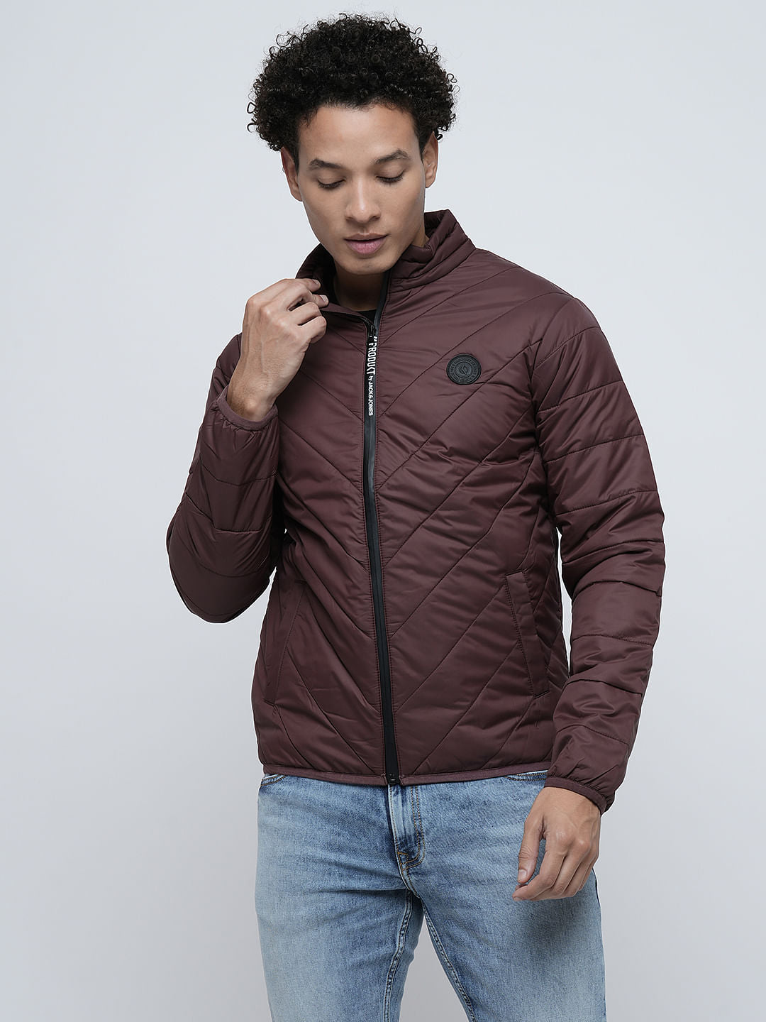 PRODUKT by JACK&JONES Maroon High-Neck Puffer Jacket