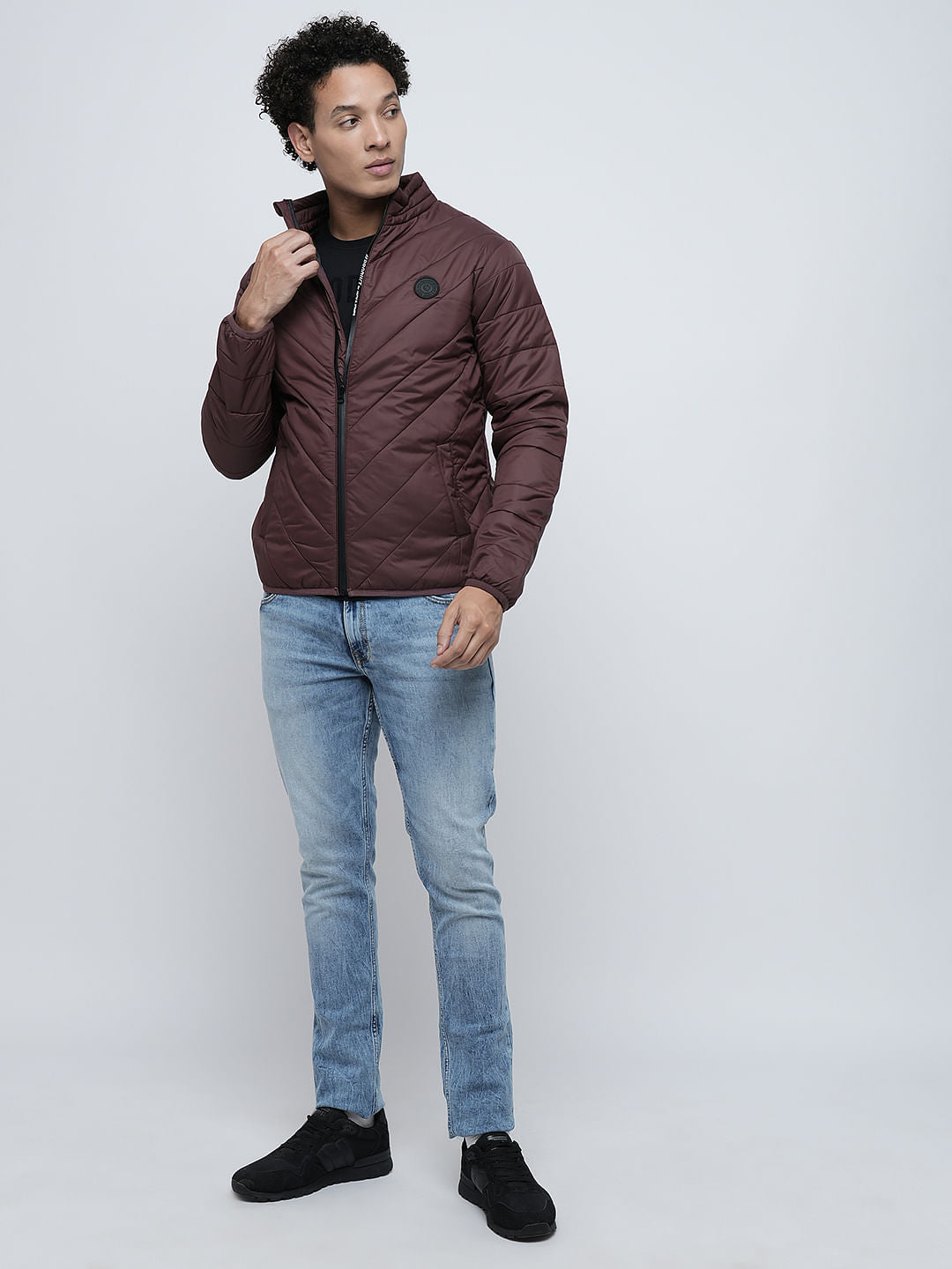 PRODUKT by JACK&JONES Maroon High-Neck Puffer Jacket