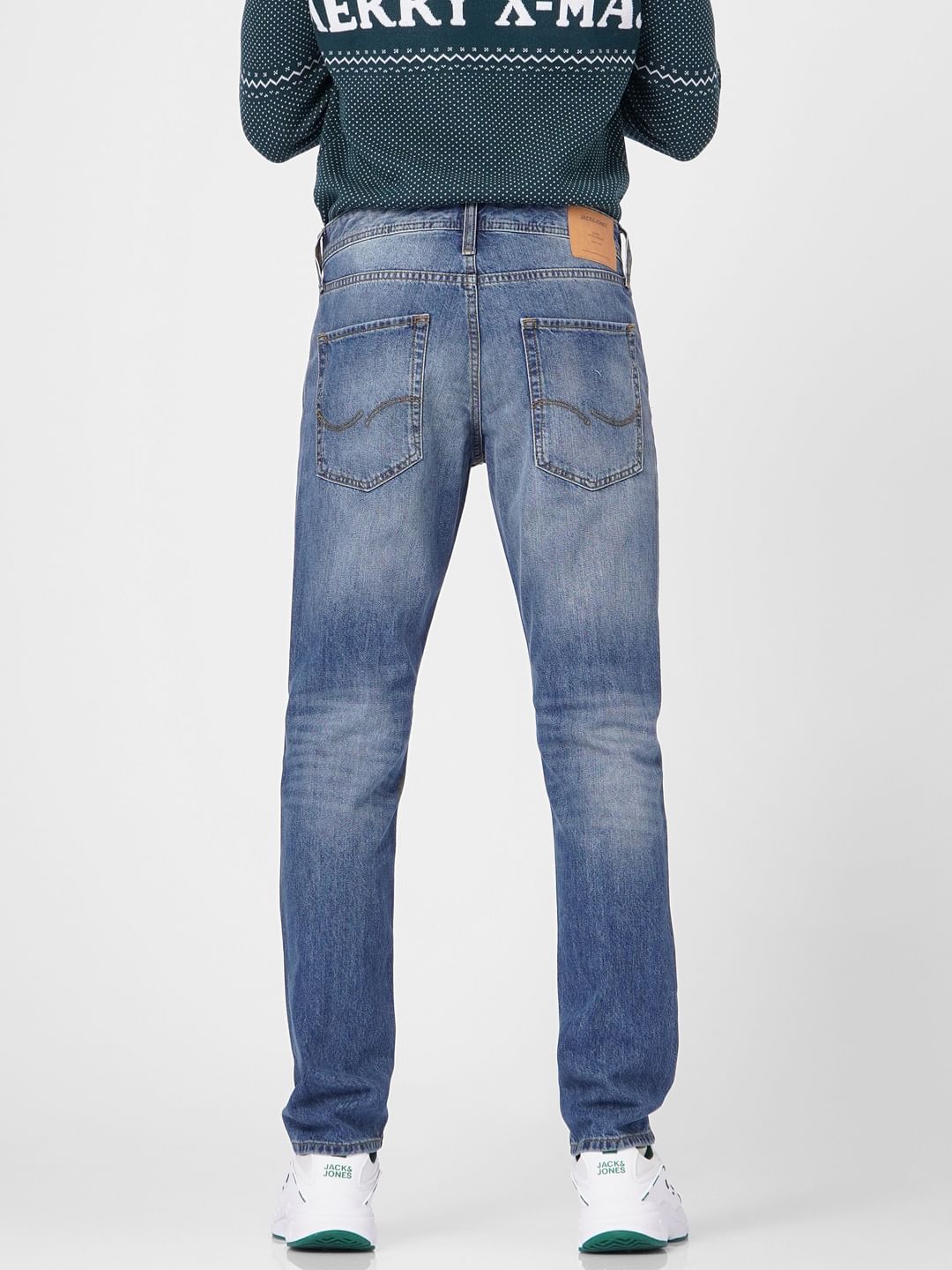 Blue Low Rise Washed Tim Slim Jeans