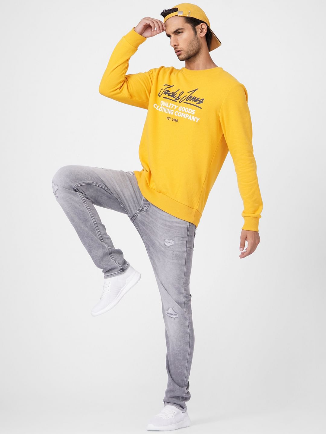 Grey Low Rise Glenn Slim Fit Torn Jeans - 28/30