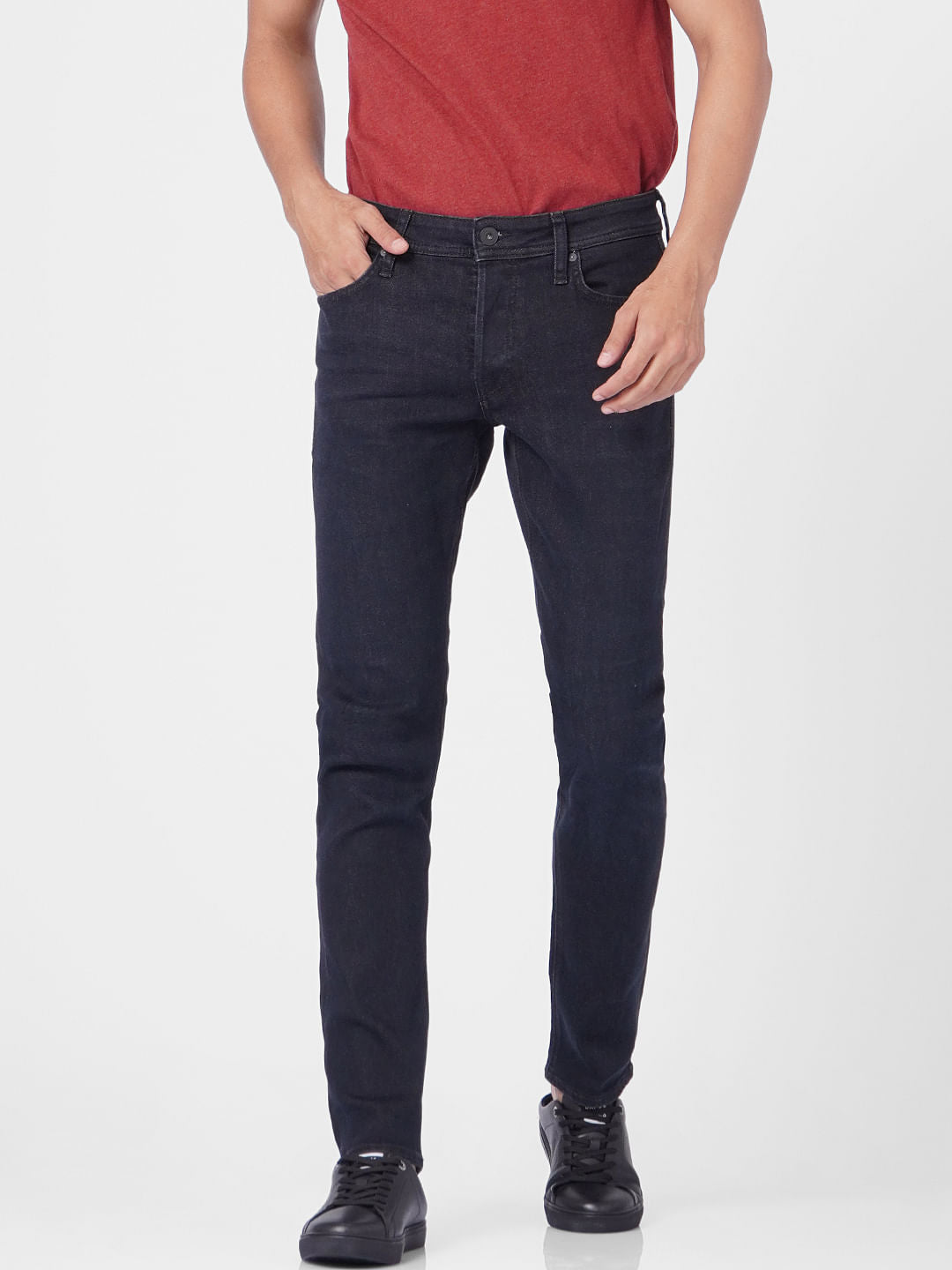 Grey Low Rise Glenn Slim Fit Torn Jeans