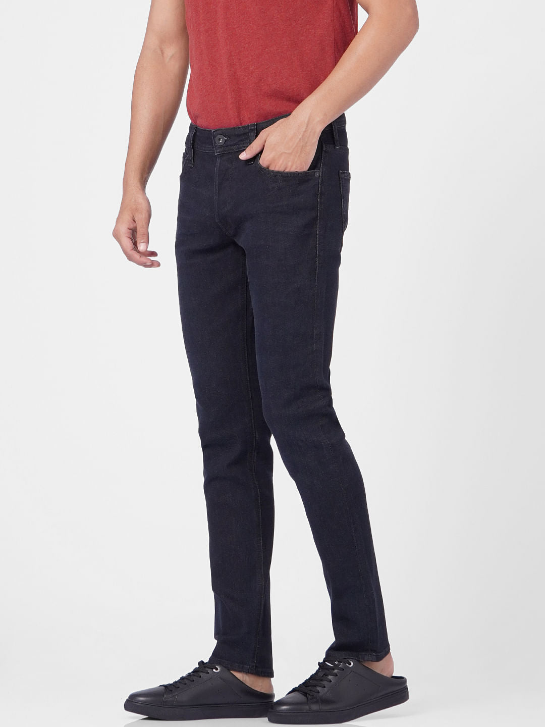 Grey Low Rise Glenn Slim Fit Torn Jeans