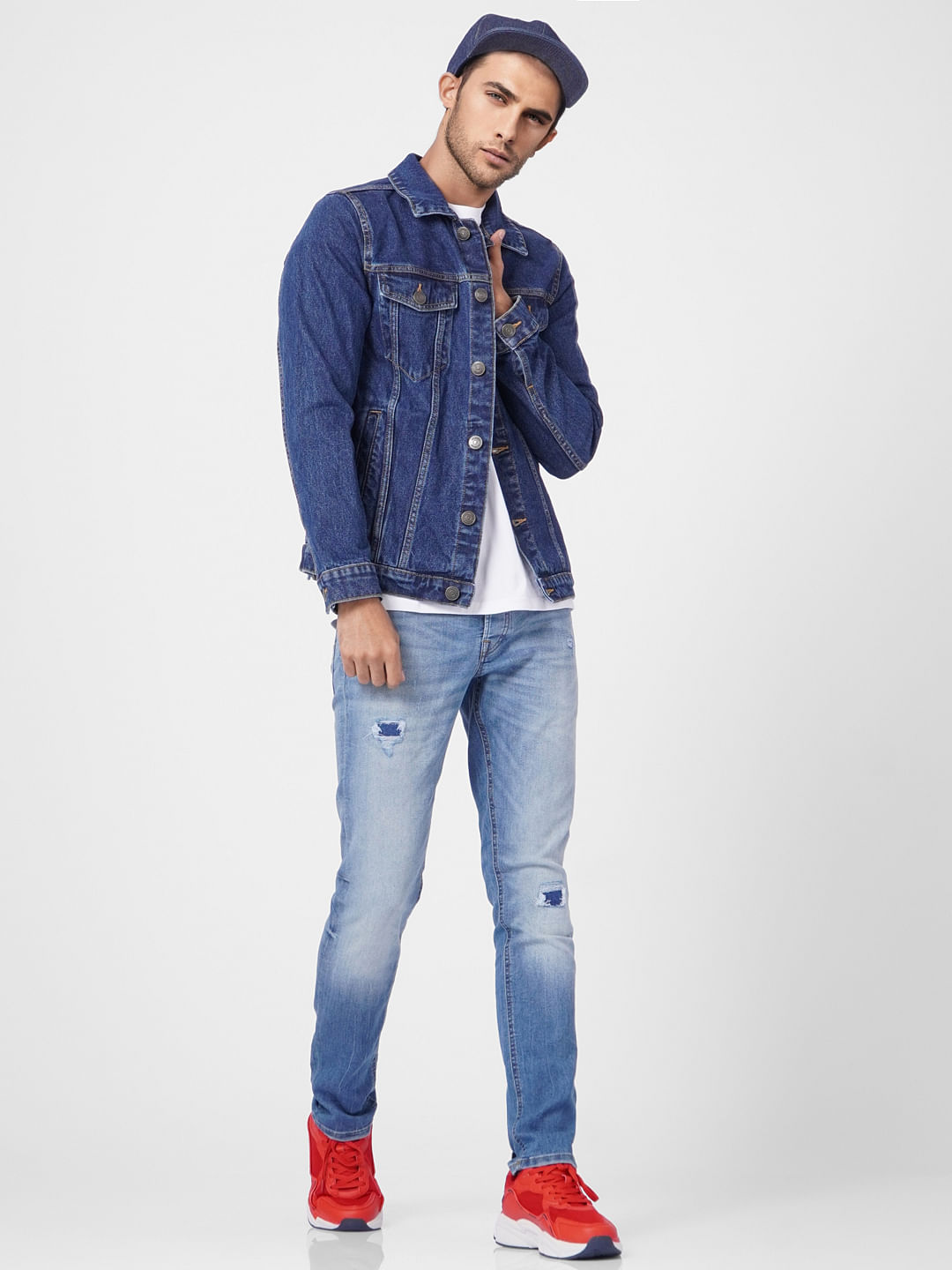 Blue Low Rise Glenn Torn Slim Jeans