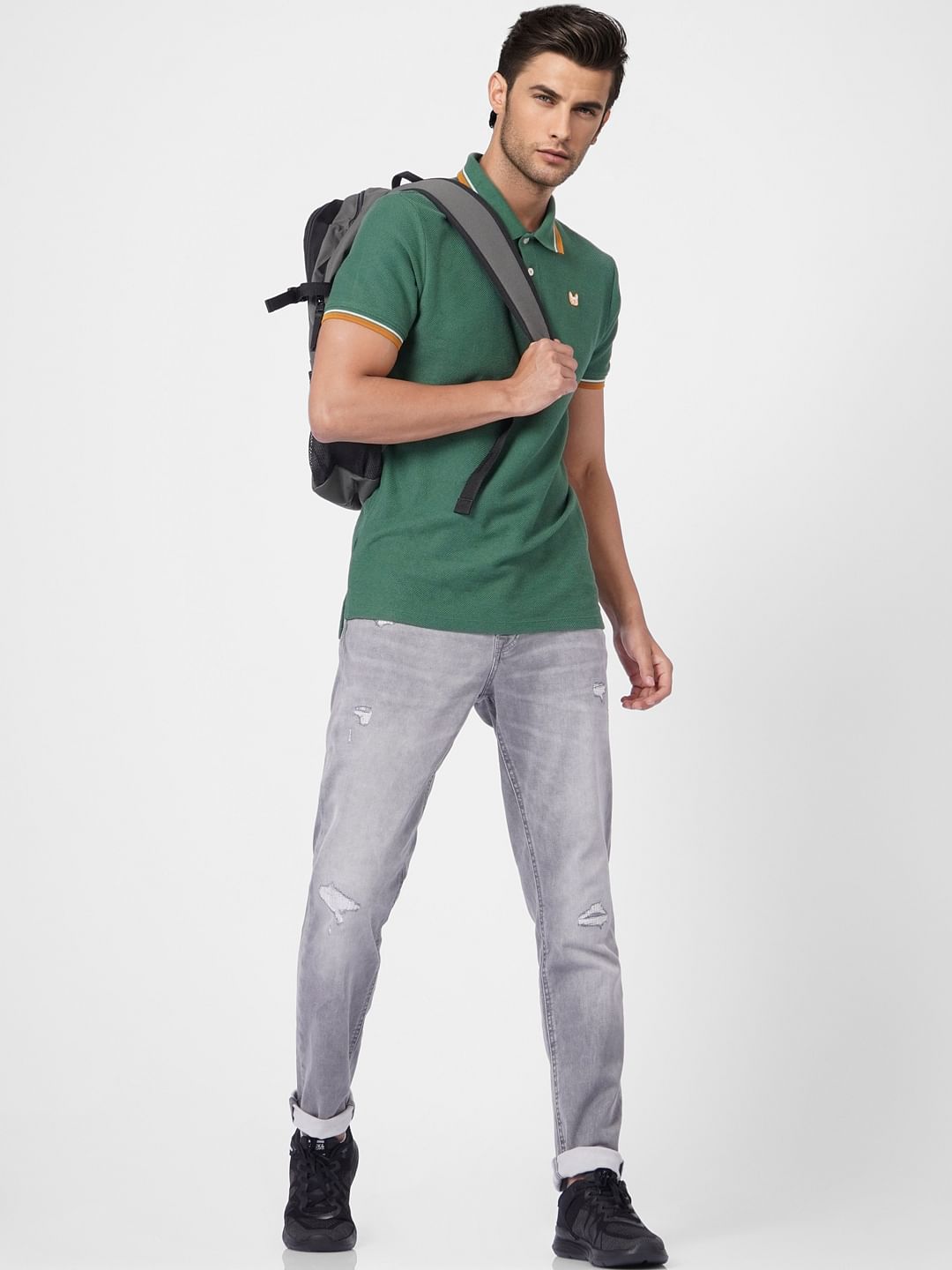 Grey Low Rise Tim Torn Anti Jeans - 28/30