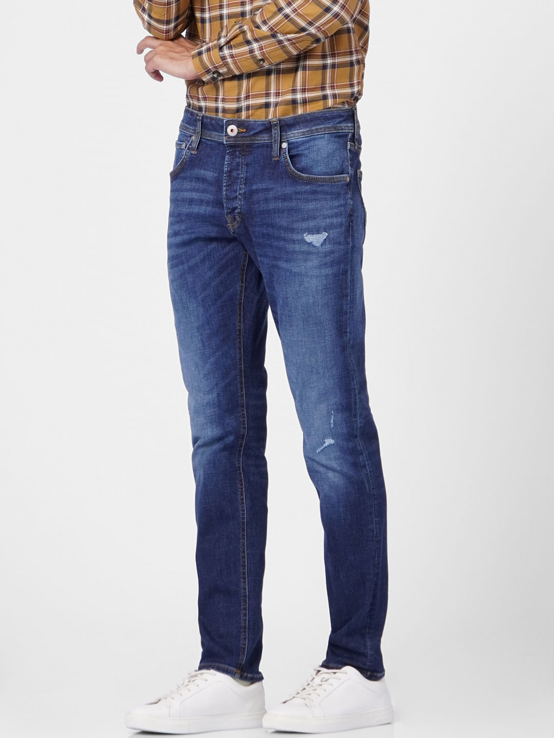 Blue Low Rise Glenn Torn Slim Jeans