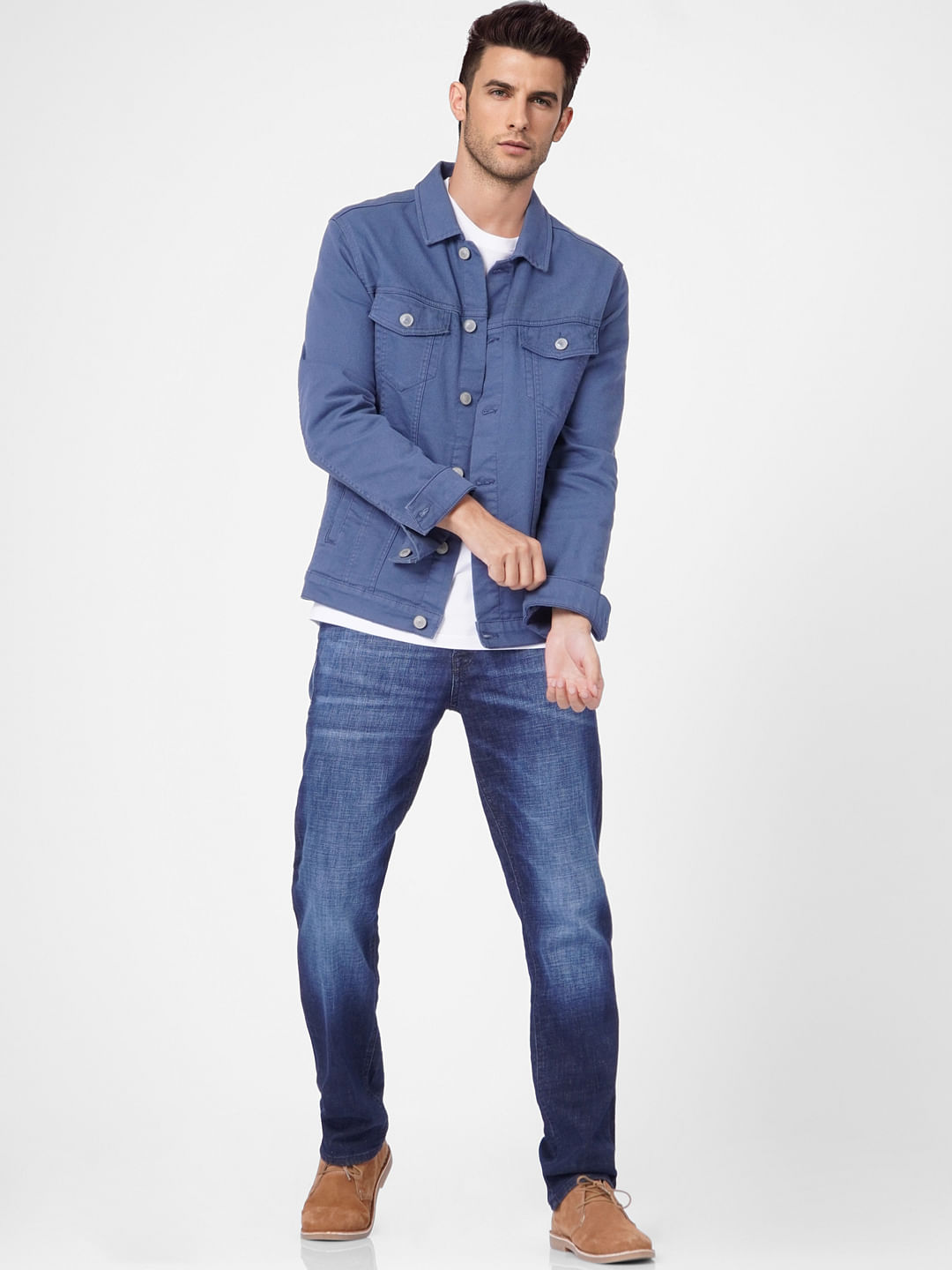 Blue Mid Rise Clark Regular Fit Jeans
