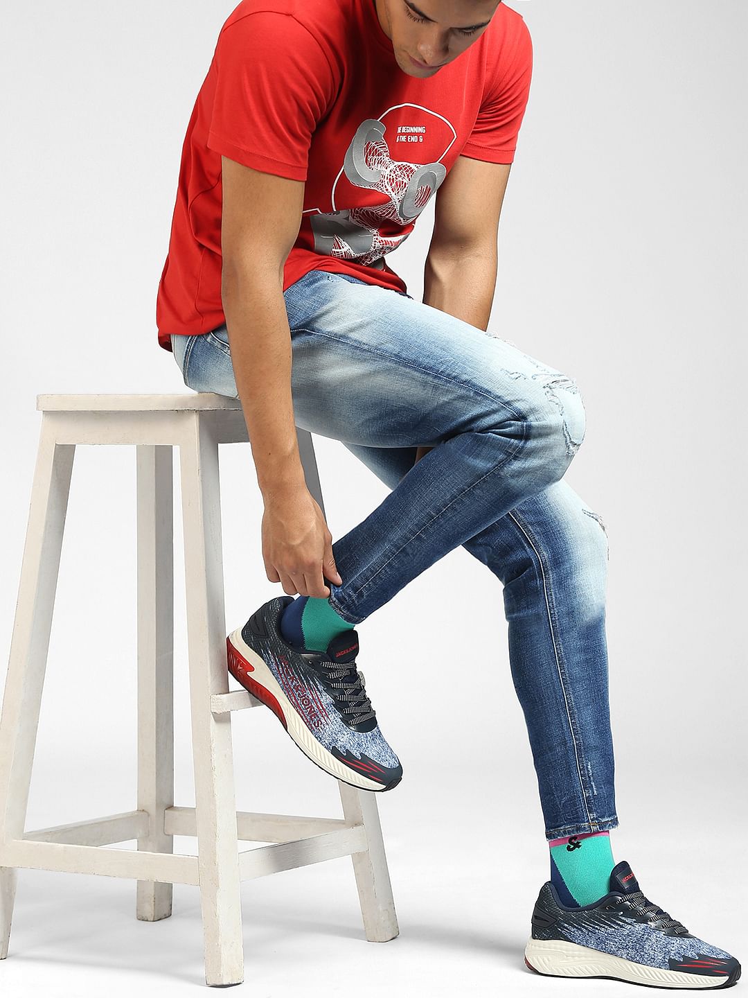 Blue Abstract Printed Sneakers - 6