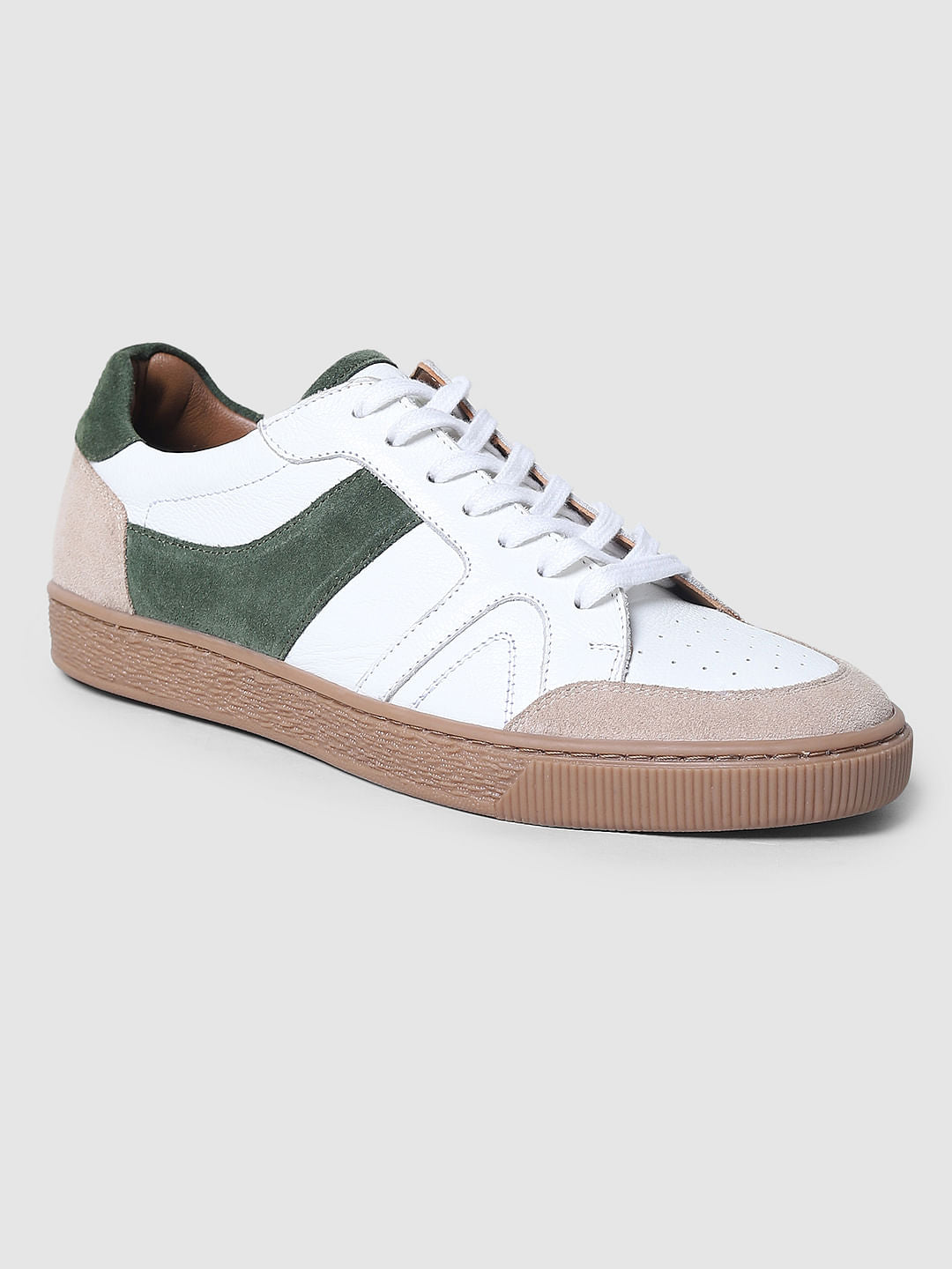White Colourblocked Sneakers