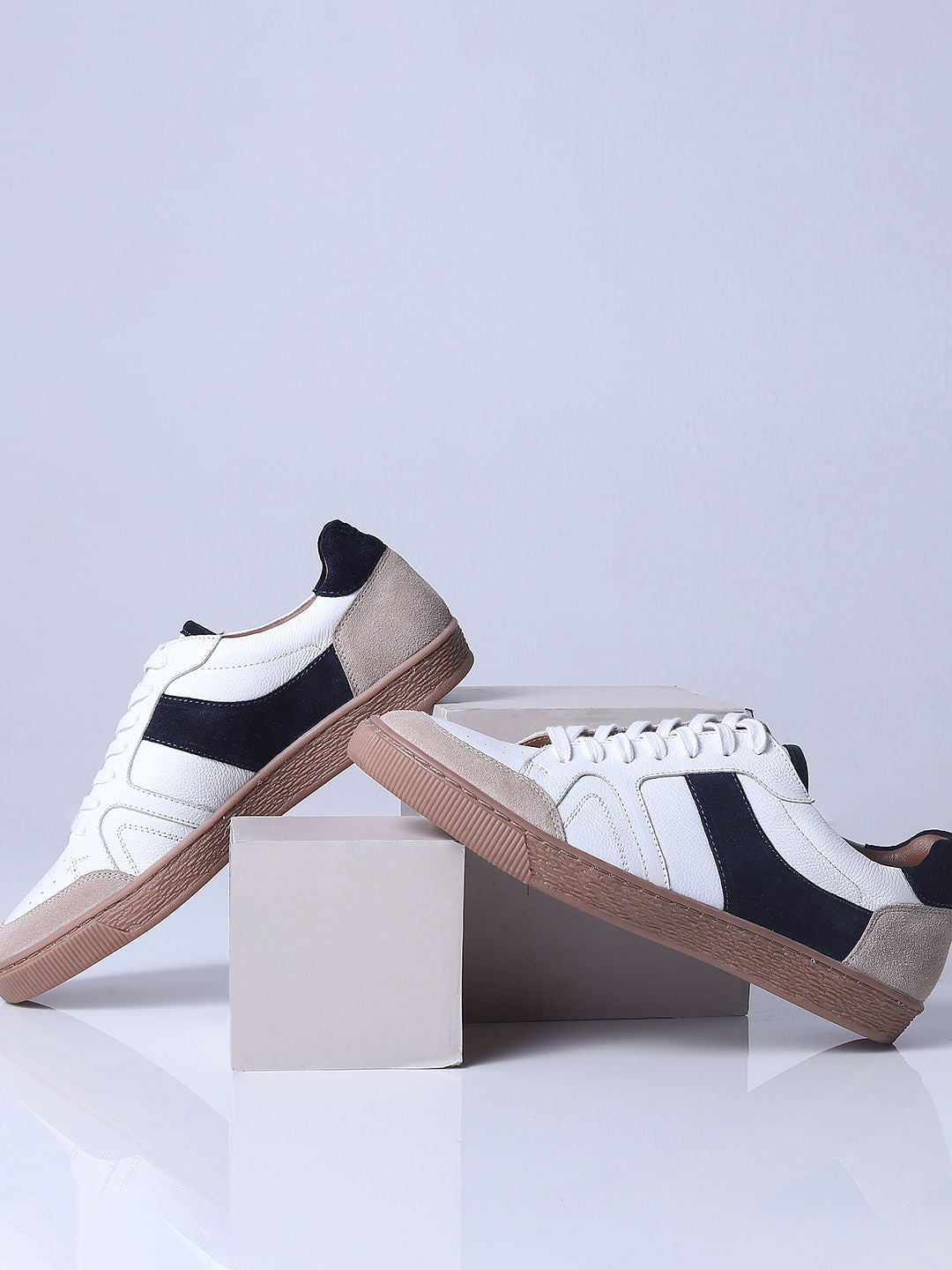 White Colourblocked Sneakers - 6