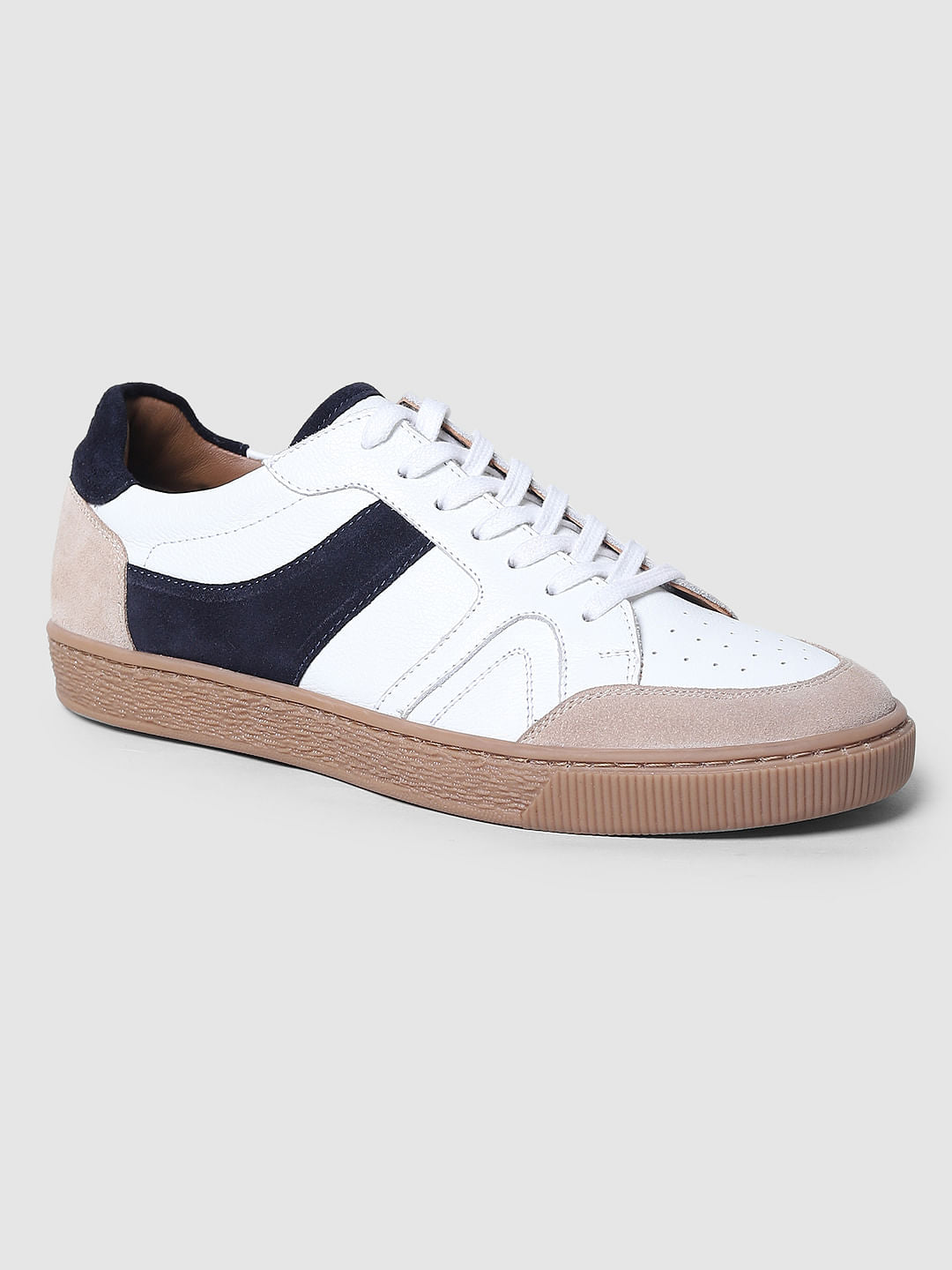 White Colourblocked Sneakers