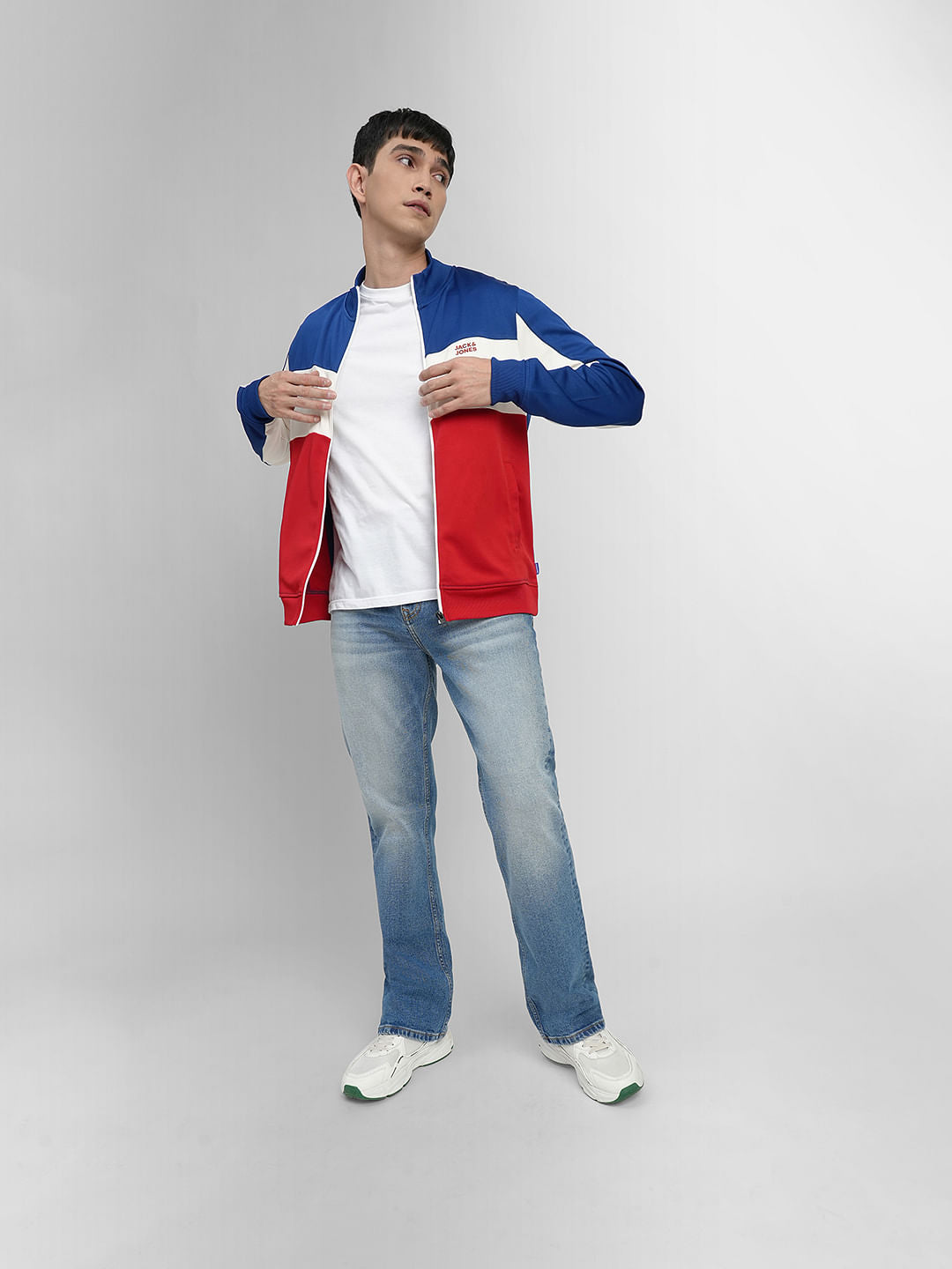 Blue Colourblocked Track Jacket - S