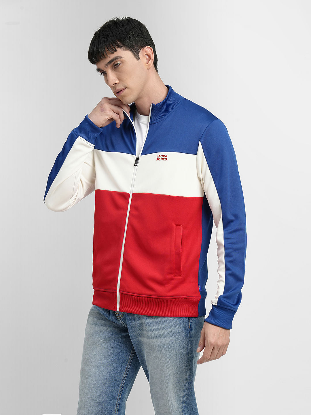 Blue Colourblocked Track Jacket