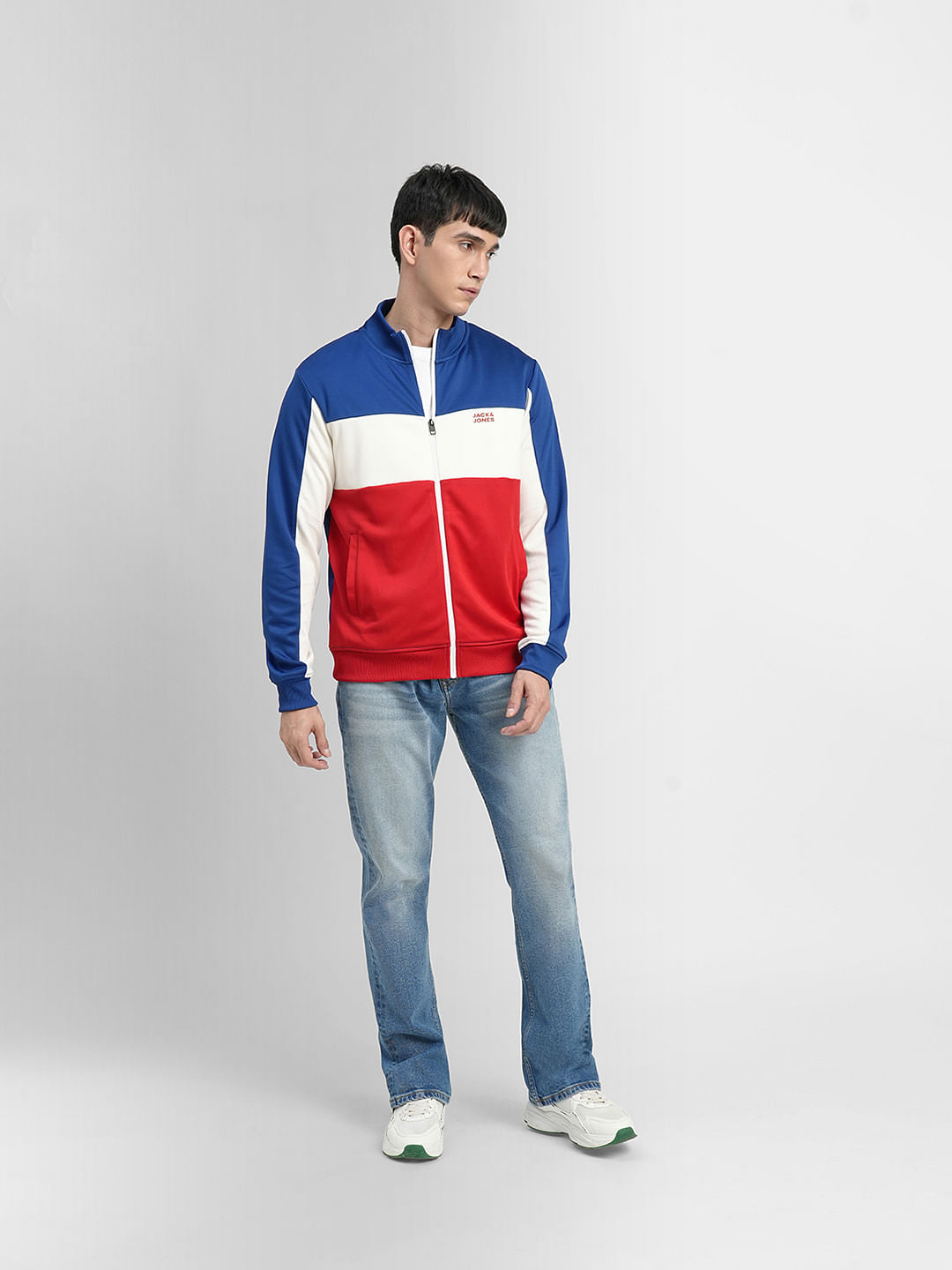 Blue Colourblocked Track Jacket