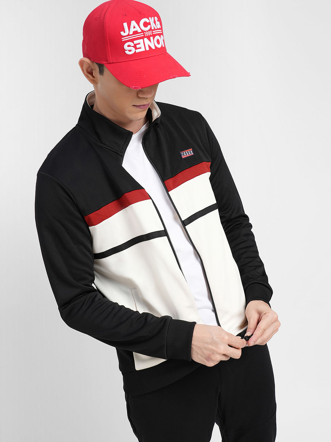 Black Colourblocked Track Jacket - S