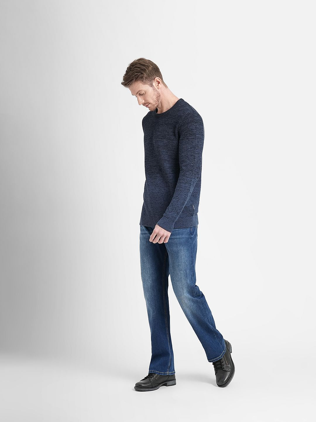 Denim Blue Crew Neck Pullover