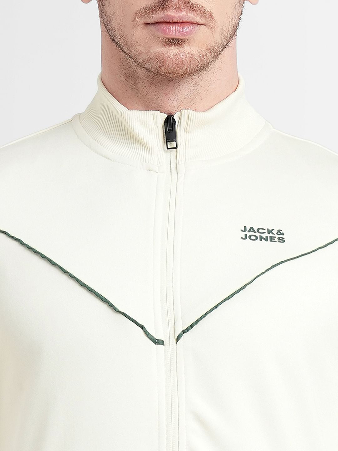 White Logo Print Track Jacket