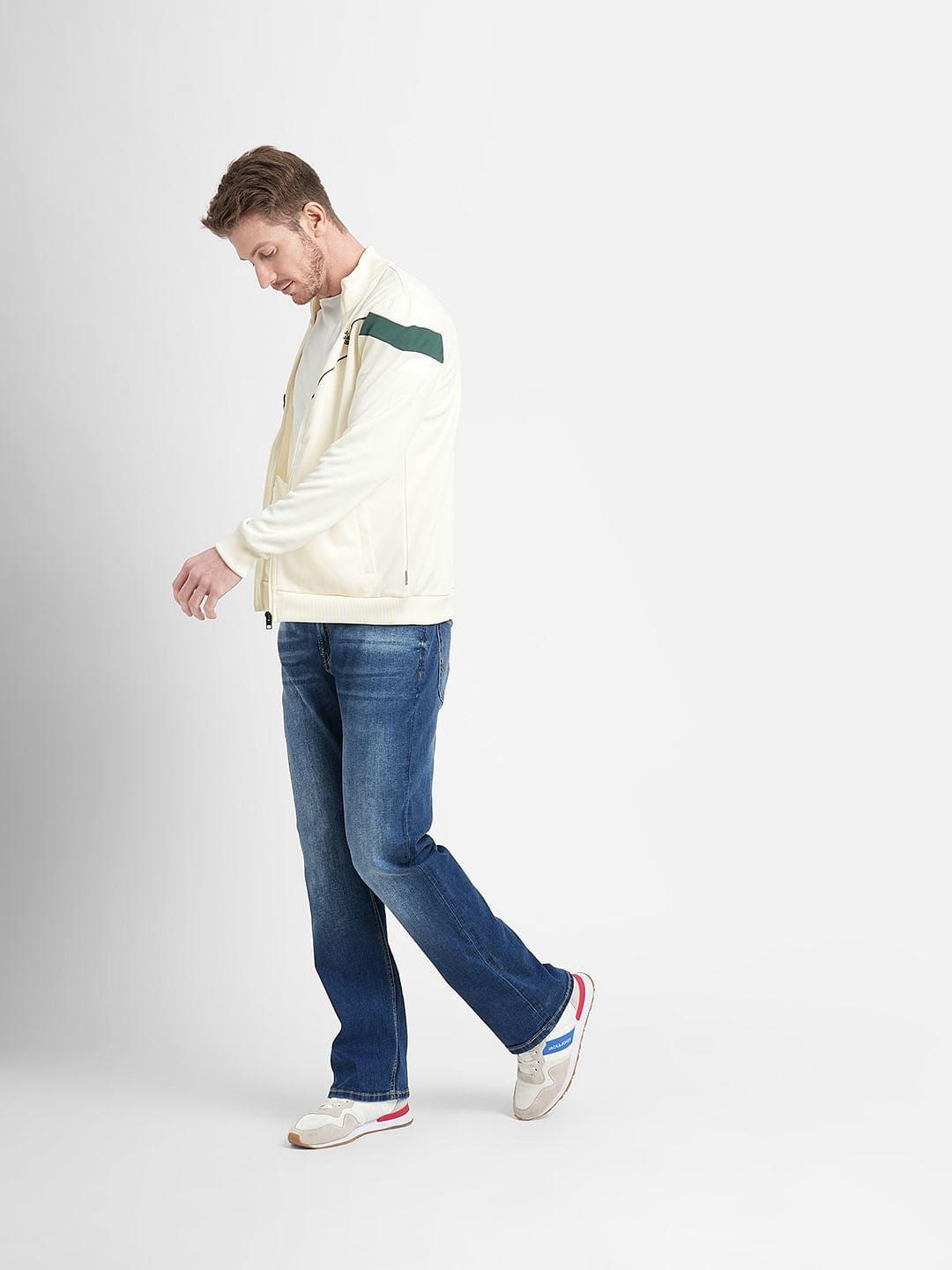 White Logo Print Track Jacket