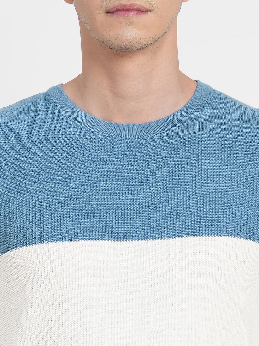 Blue Colourblocked Pullover
