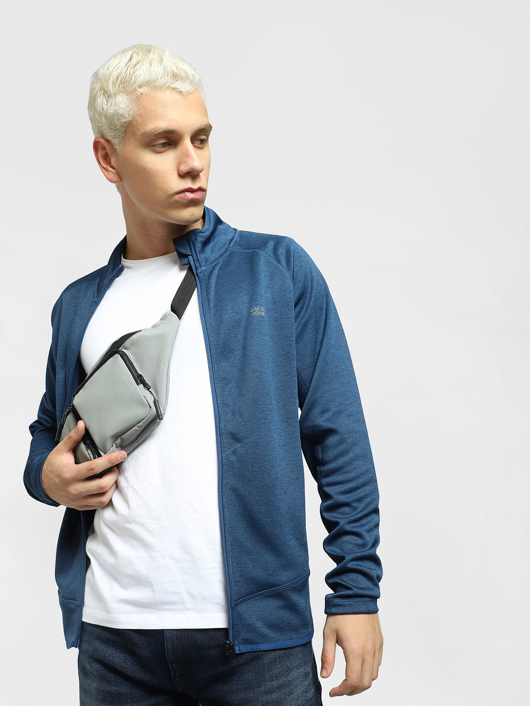Blue High Neck Track Jacket - S