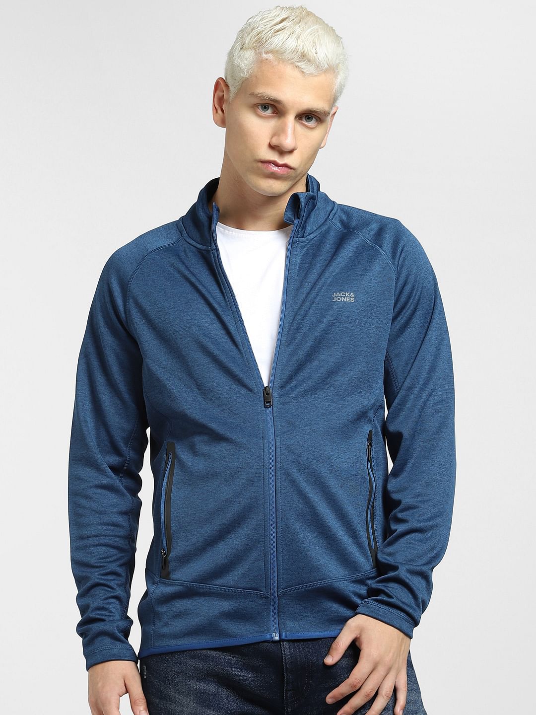Blue High Neck Track Jacket