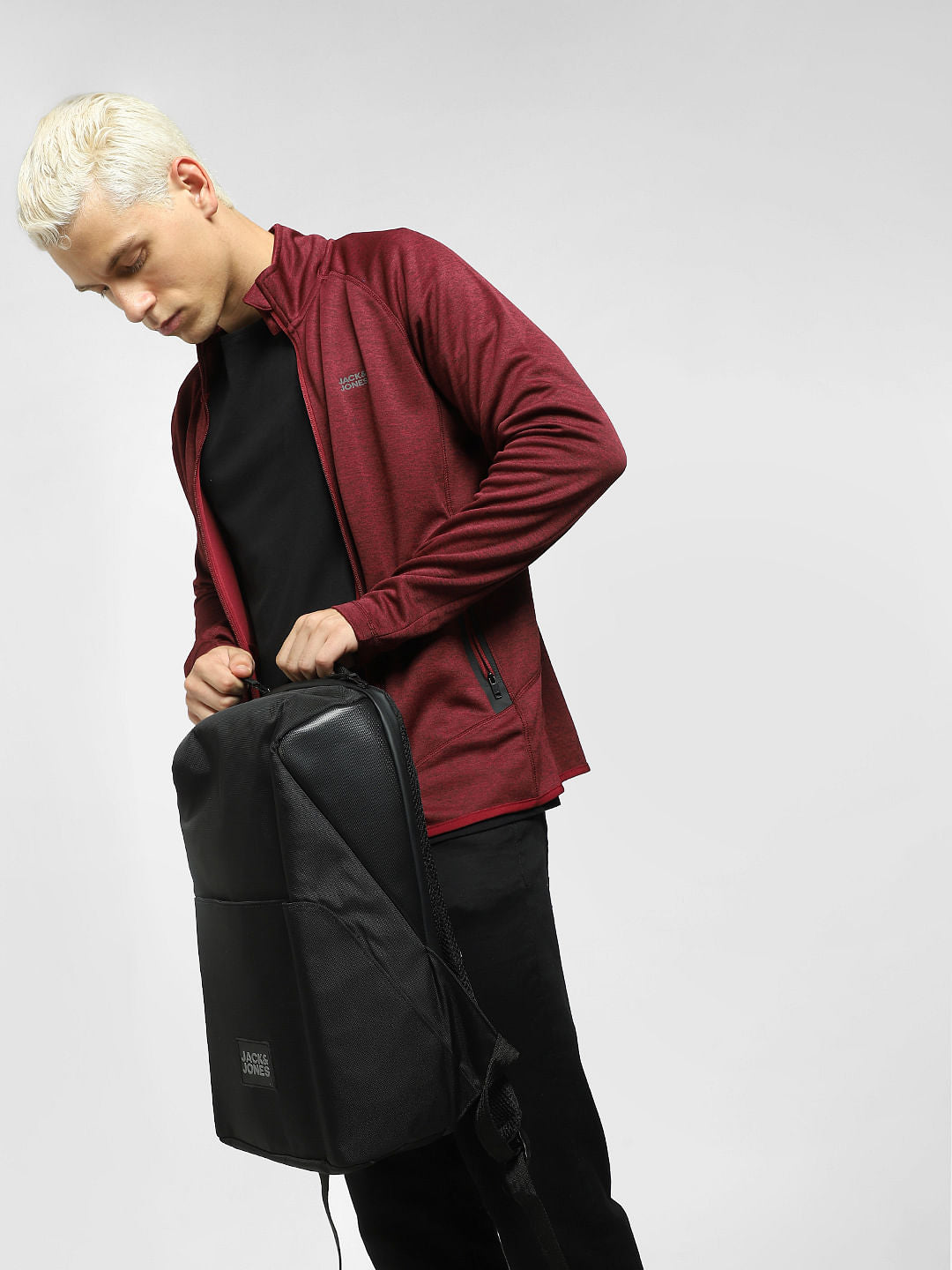 Burgundy High Neck Track Jacket - S
